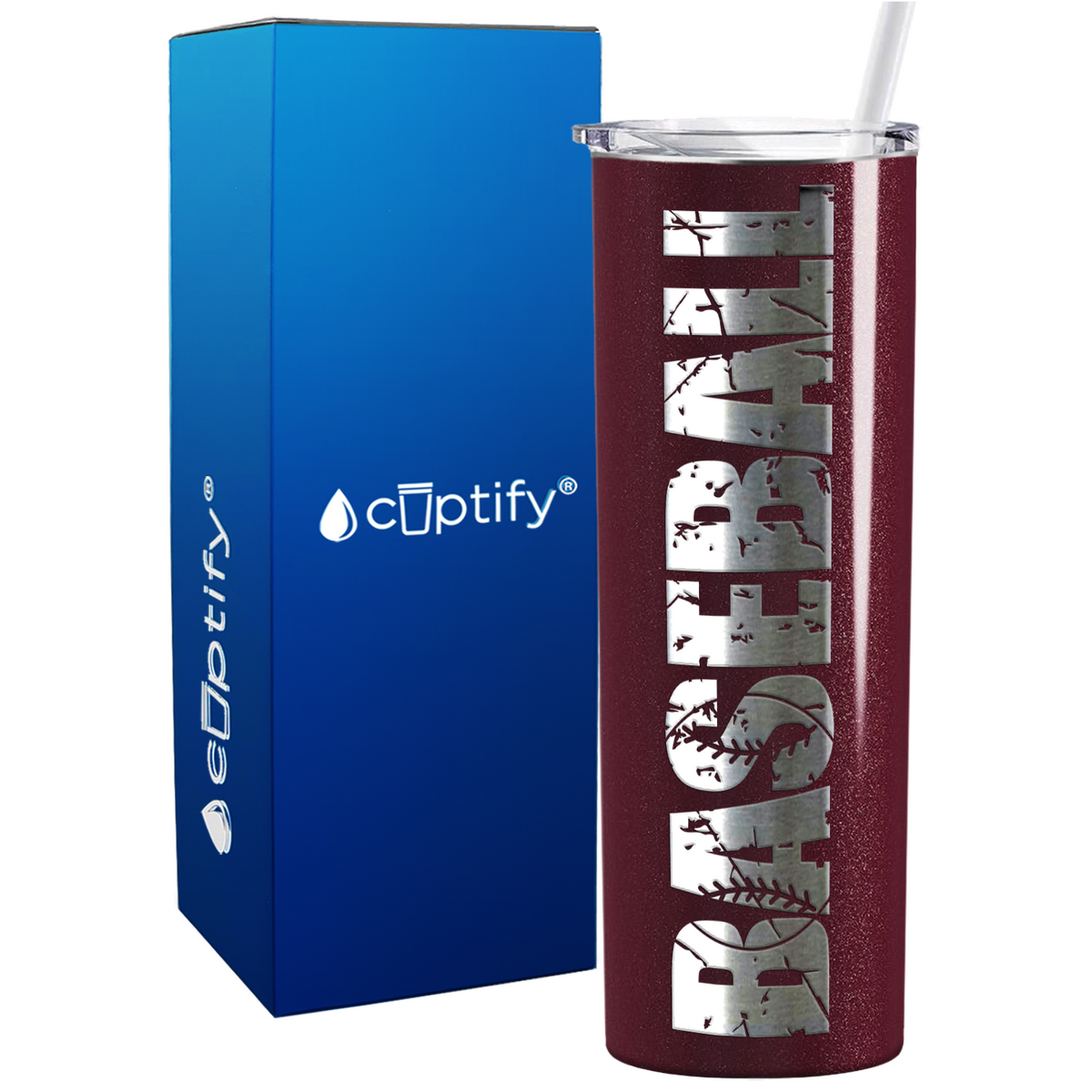 Baseball on 20oz Skinny Stainless Steel Tumbler