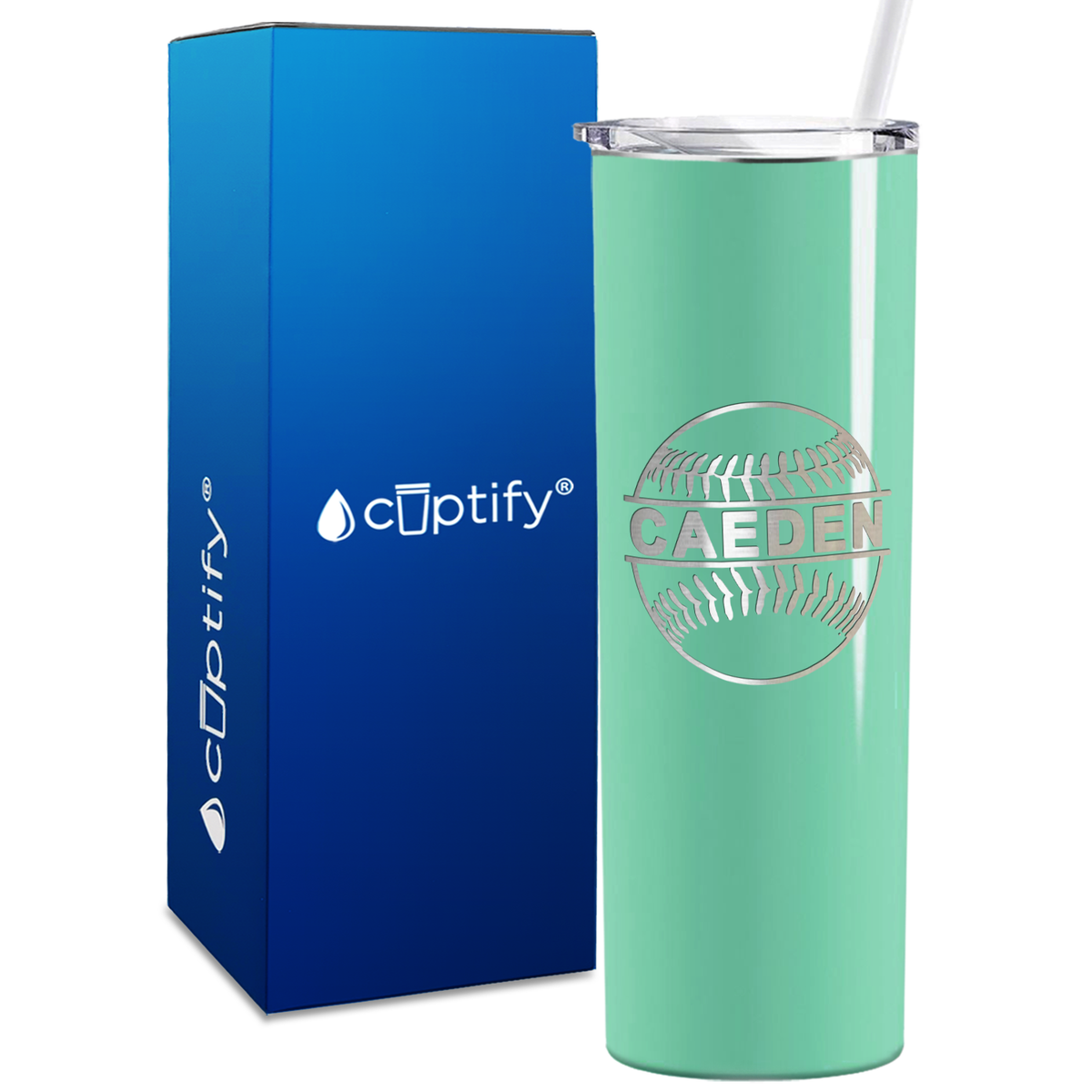 Blue Baseball Personalized Design 20oz Skinny Tumbler