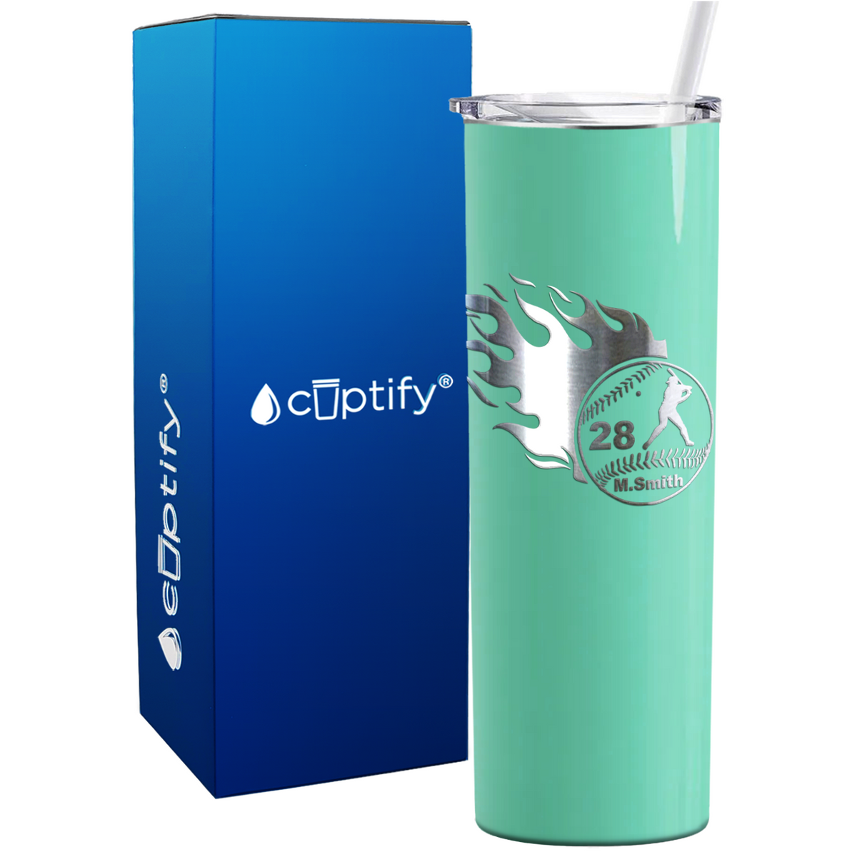 Baseball Personalized 20oz Skinny Tumbler