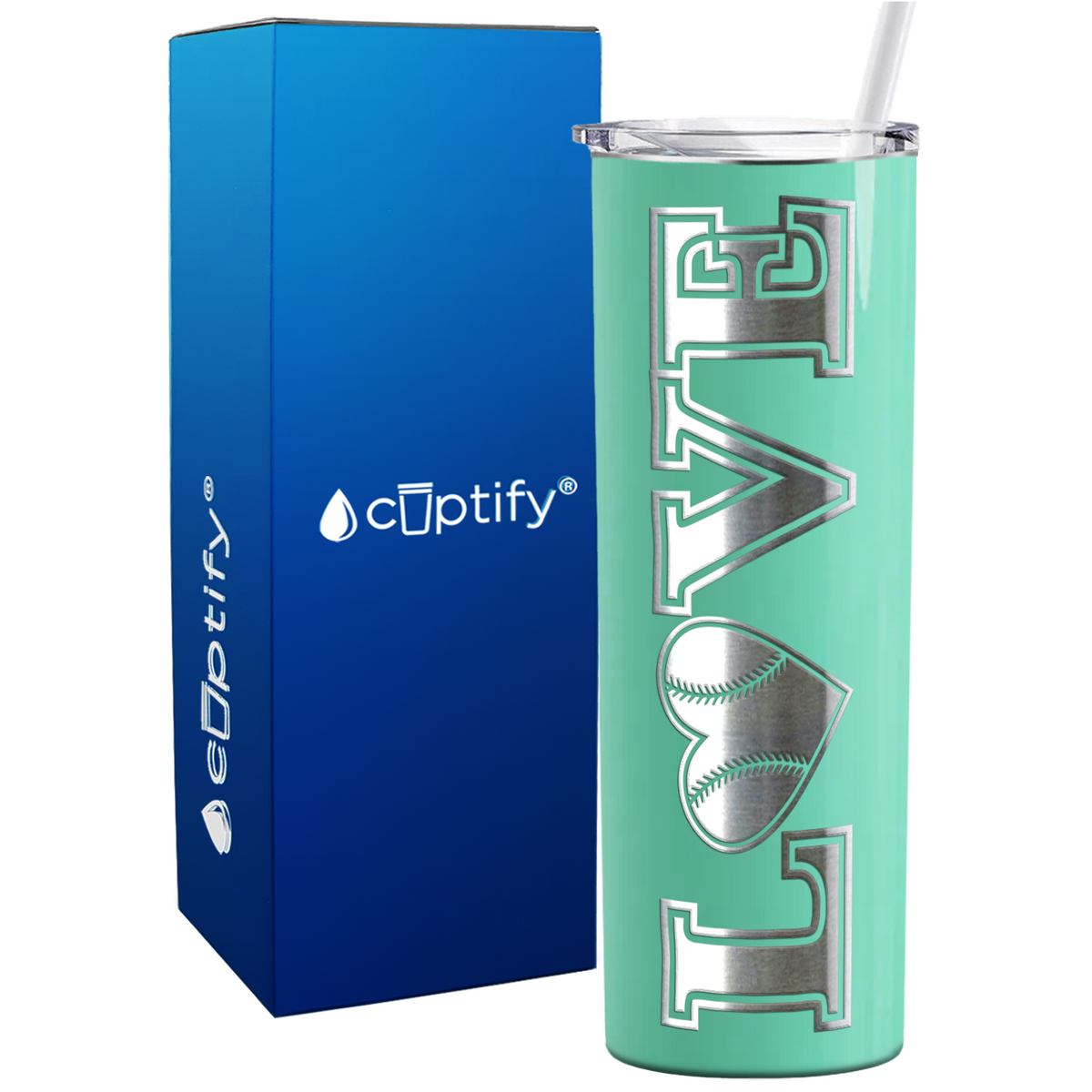 Baseball Heart Love 20oz Skinny Tumbler