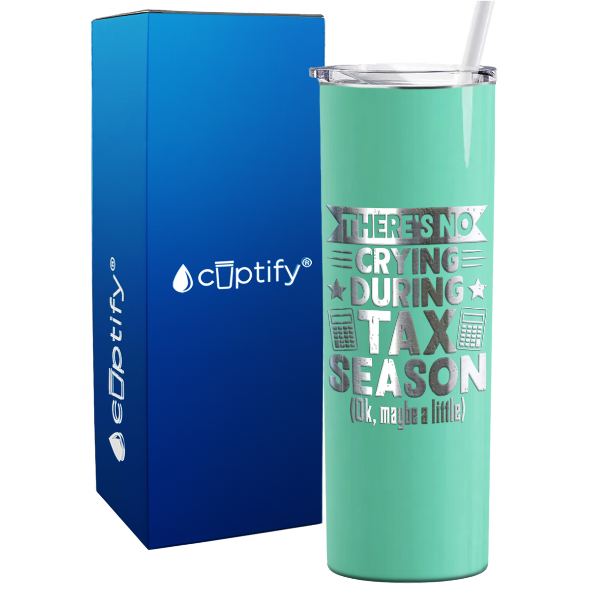 There's No Crying During Tax Season on 20oz Skinny Stainless Steel Tumbler