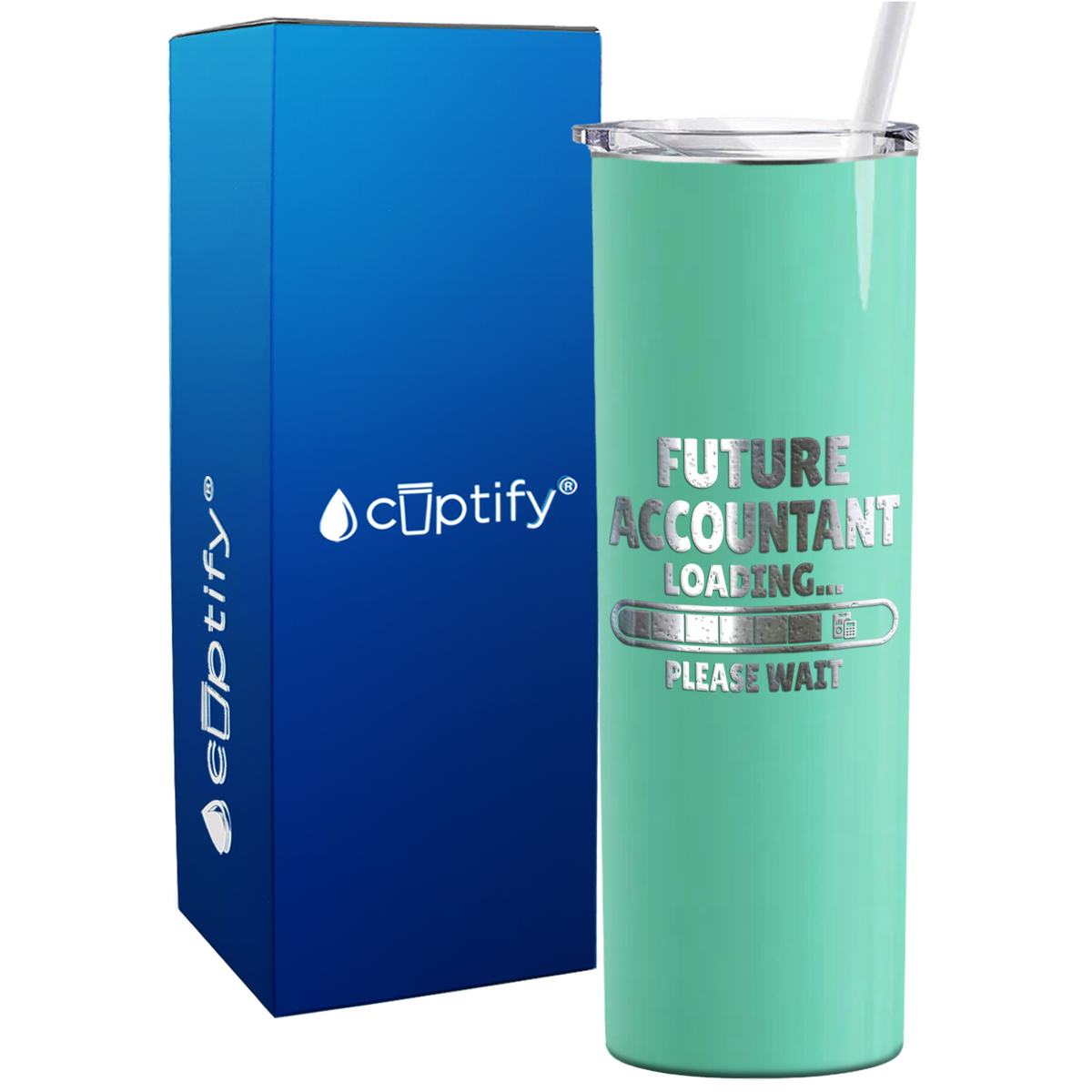 Future Accountant Loading on 20oz Skinny Stainless Steel Tumbler