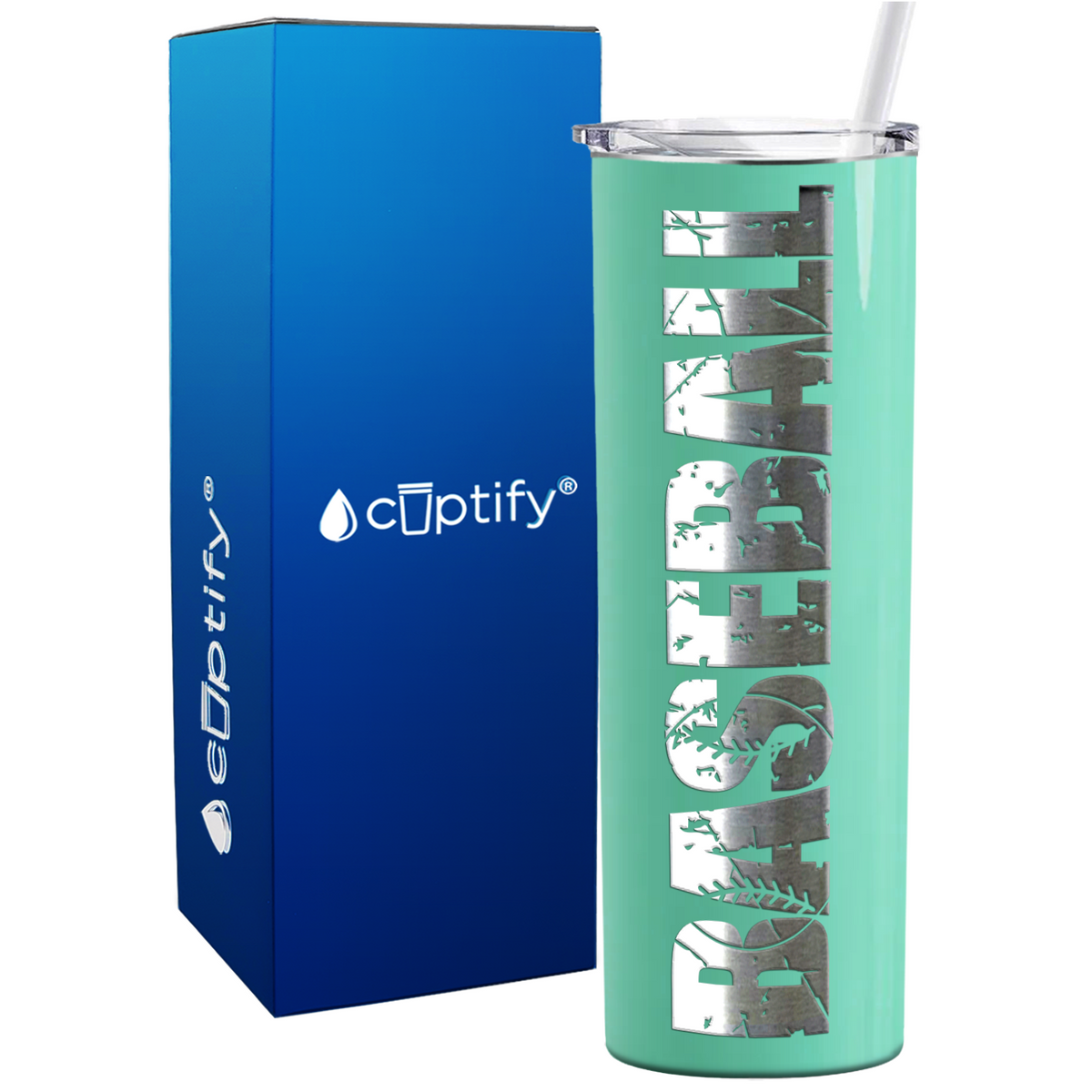 Baseball on 20oz Skinny Stainless Steel Tumbler