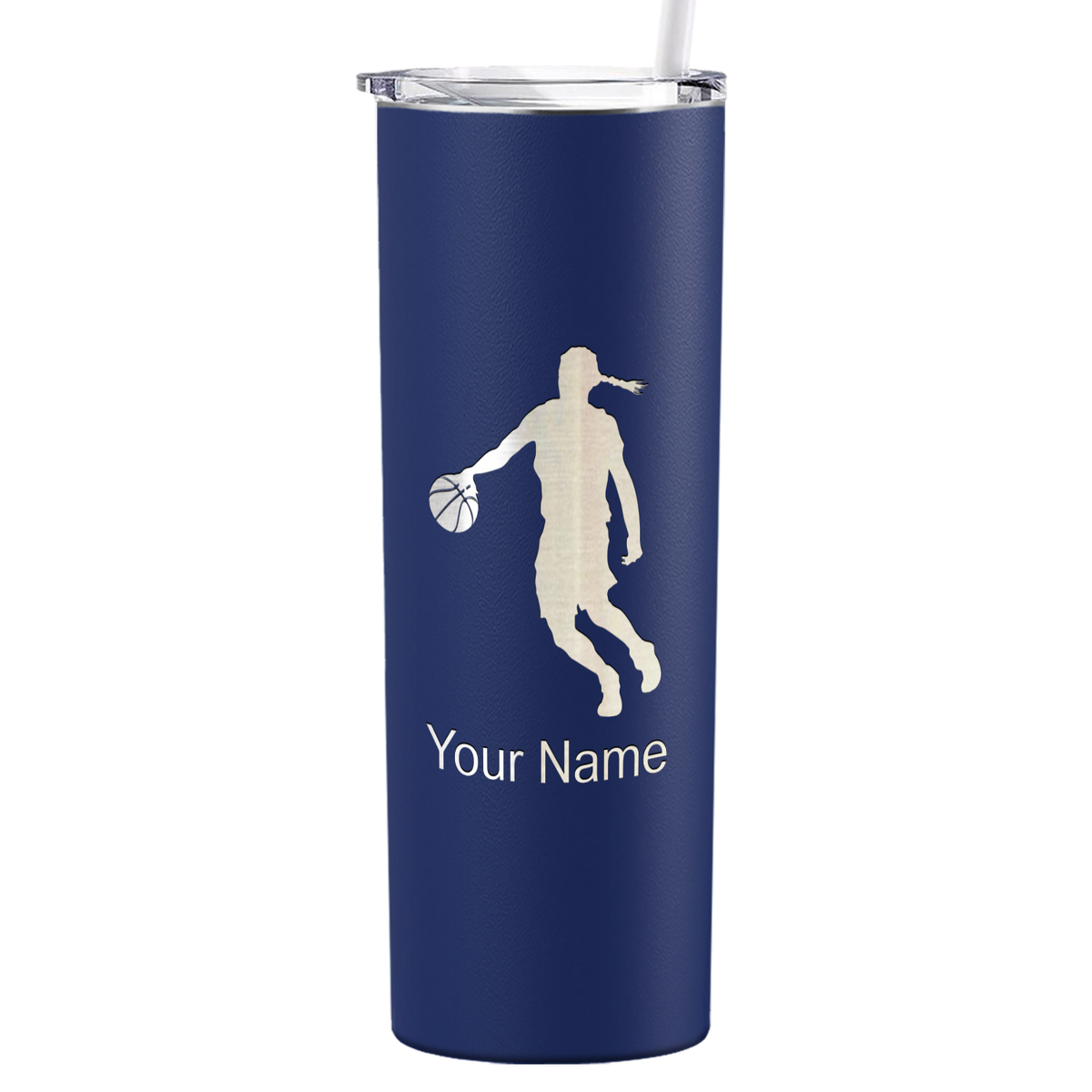 Personalized Basketball Girl Player Silhouette on 20oz Skinny Tumbler