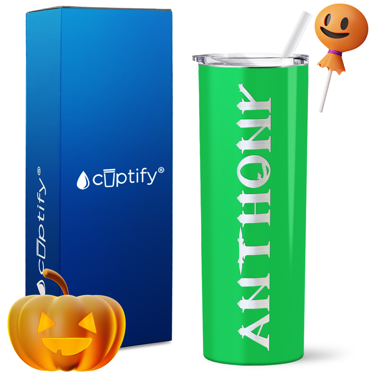 Personalized Creepy Style on 20oz 20oz Skinny - Halloween Tumbler