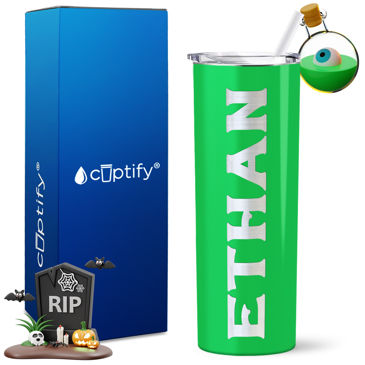 Personalized Grim Style on 20oz 20oz Skinny - Halloween Tumbler