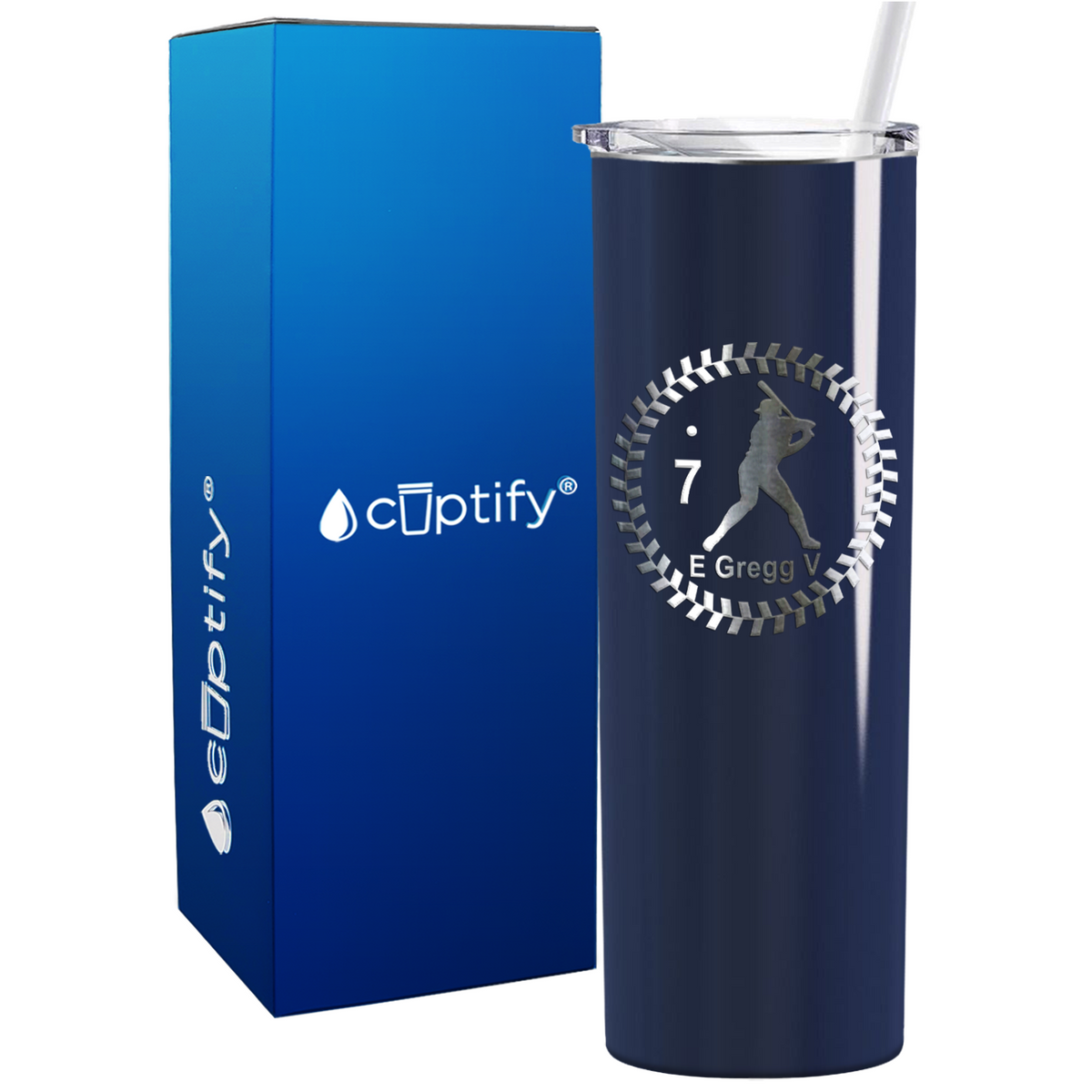 Baseball Player Personalized 20oz Skinny Tumbler