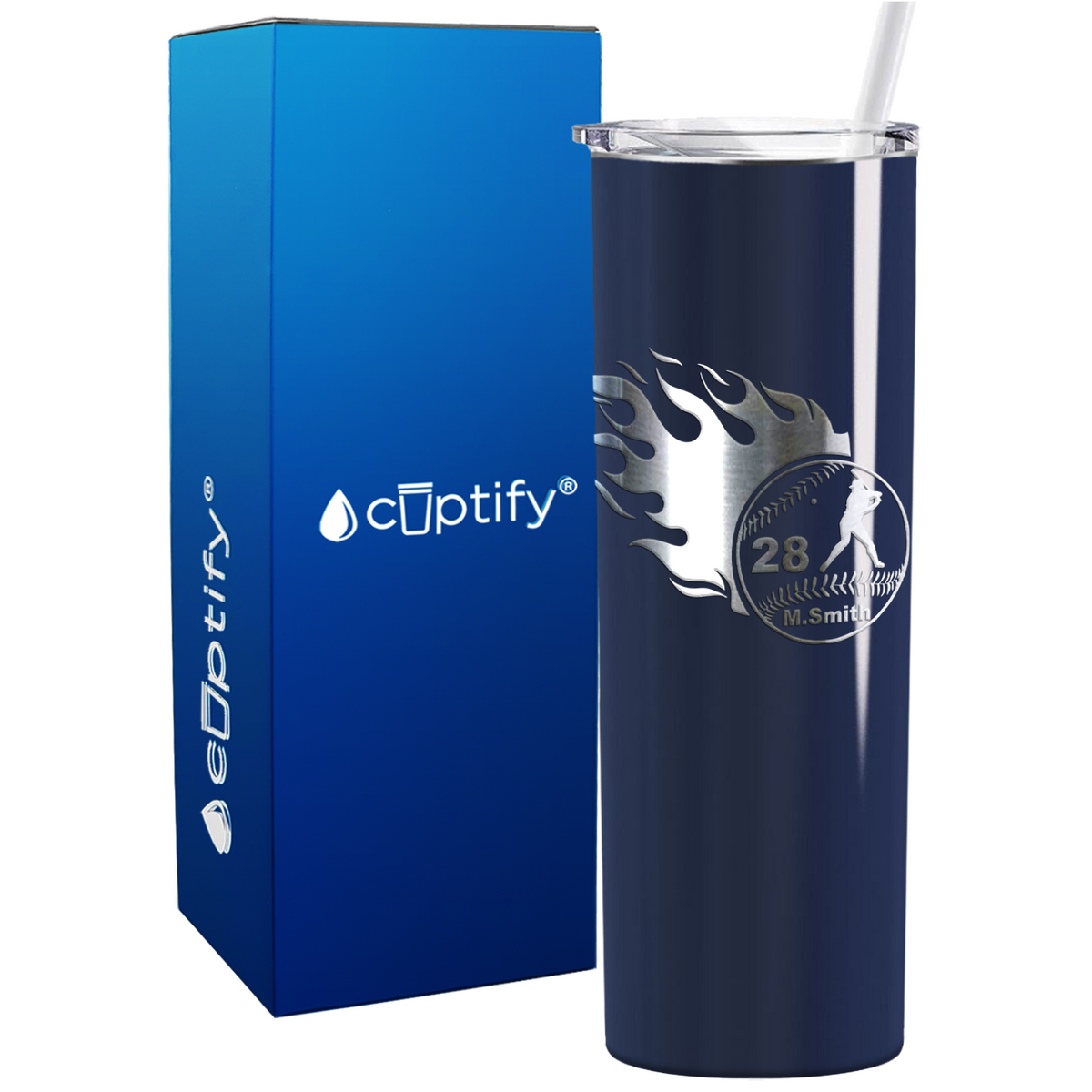 Baseball Personalized 20oz Skinny Tumbler