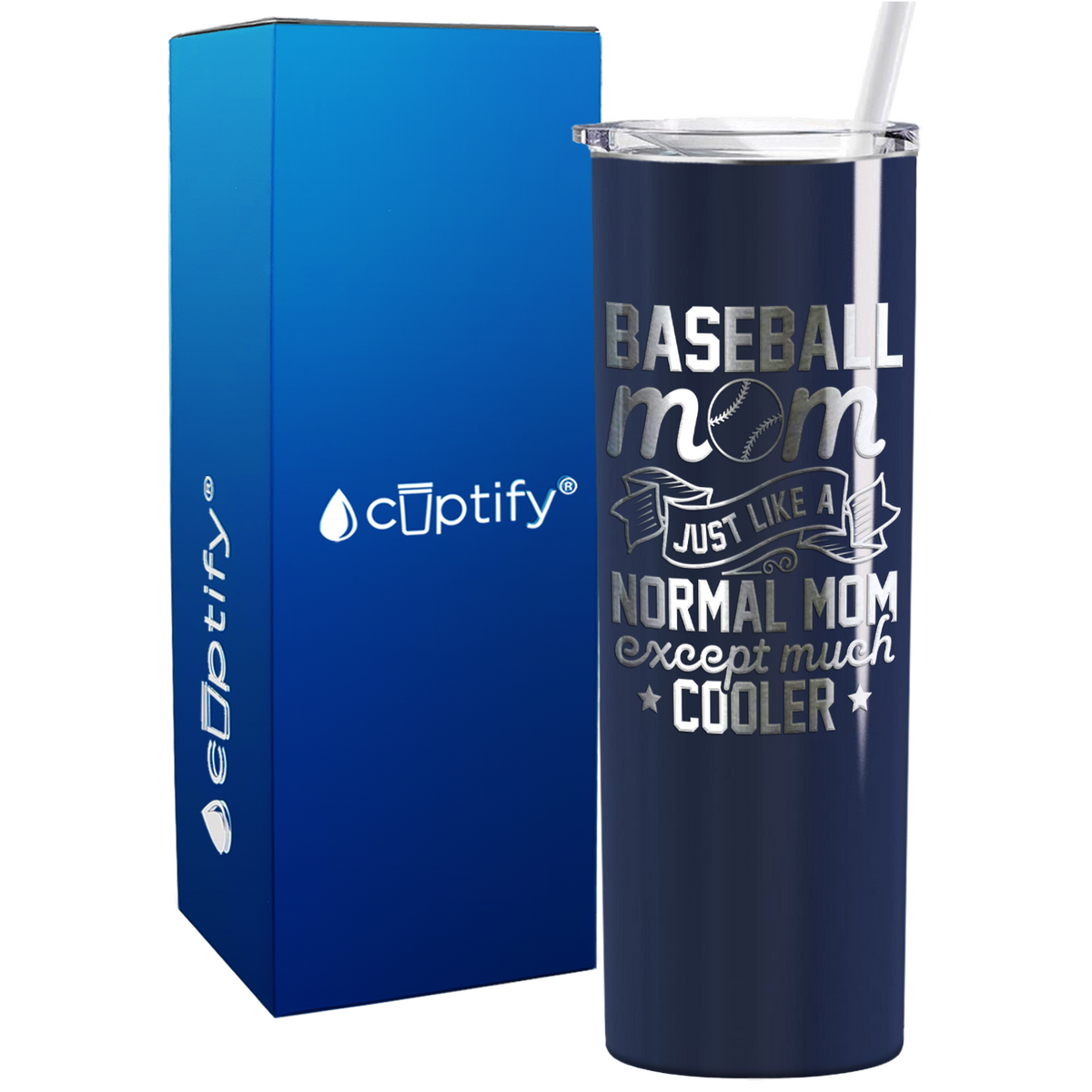 Baseball Mom Just Like a Normal Mom  on 20oz Skinny Stainless Steel Tumbler