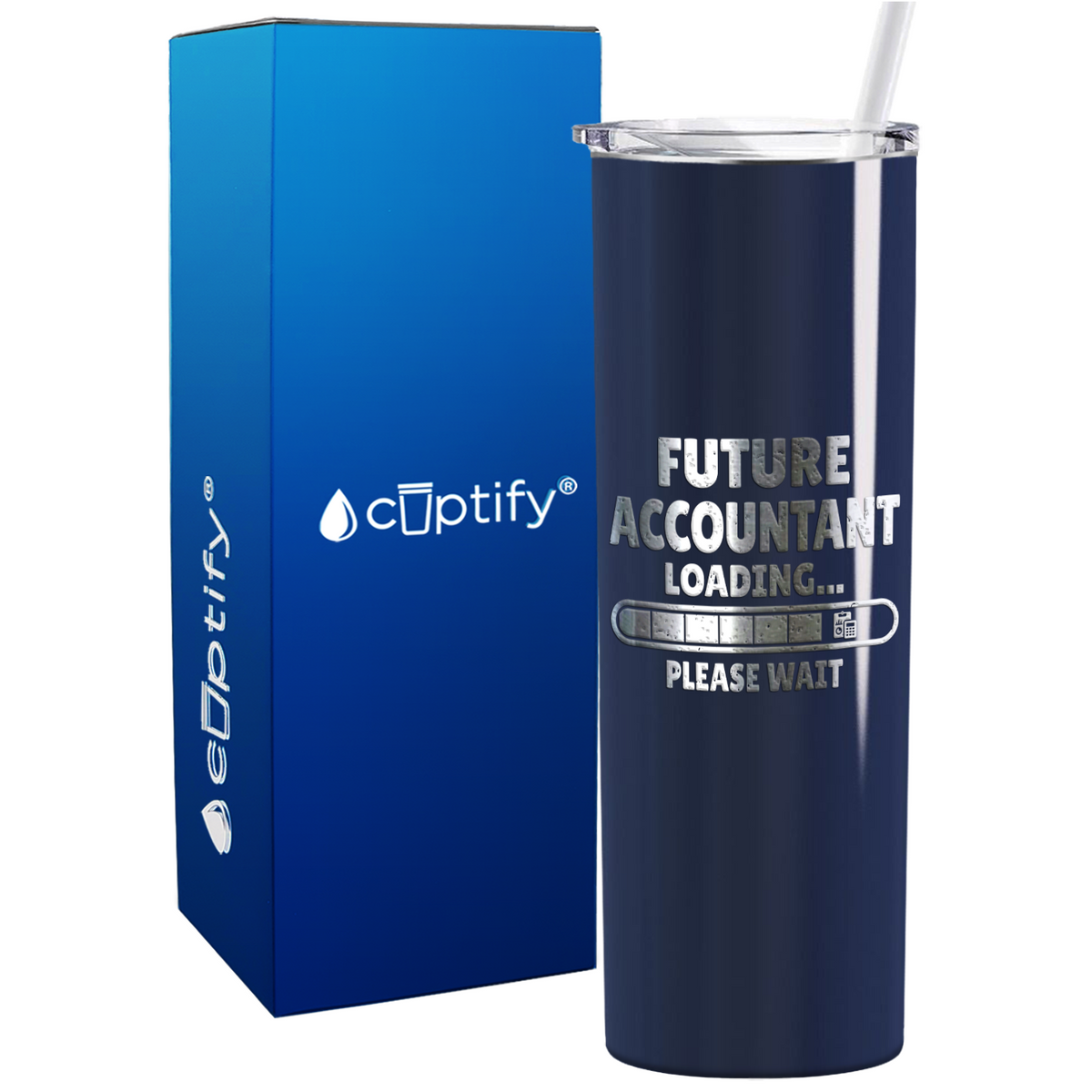 Future Accountant Loading on 20oz Skinny Stainless Steel Tumbler