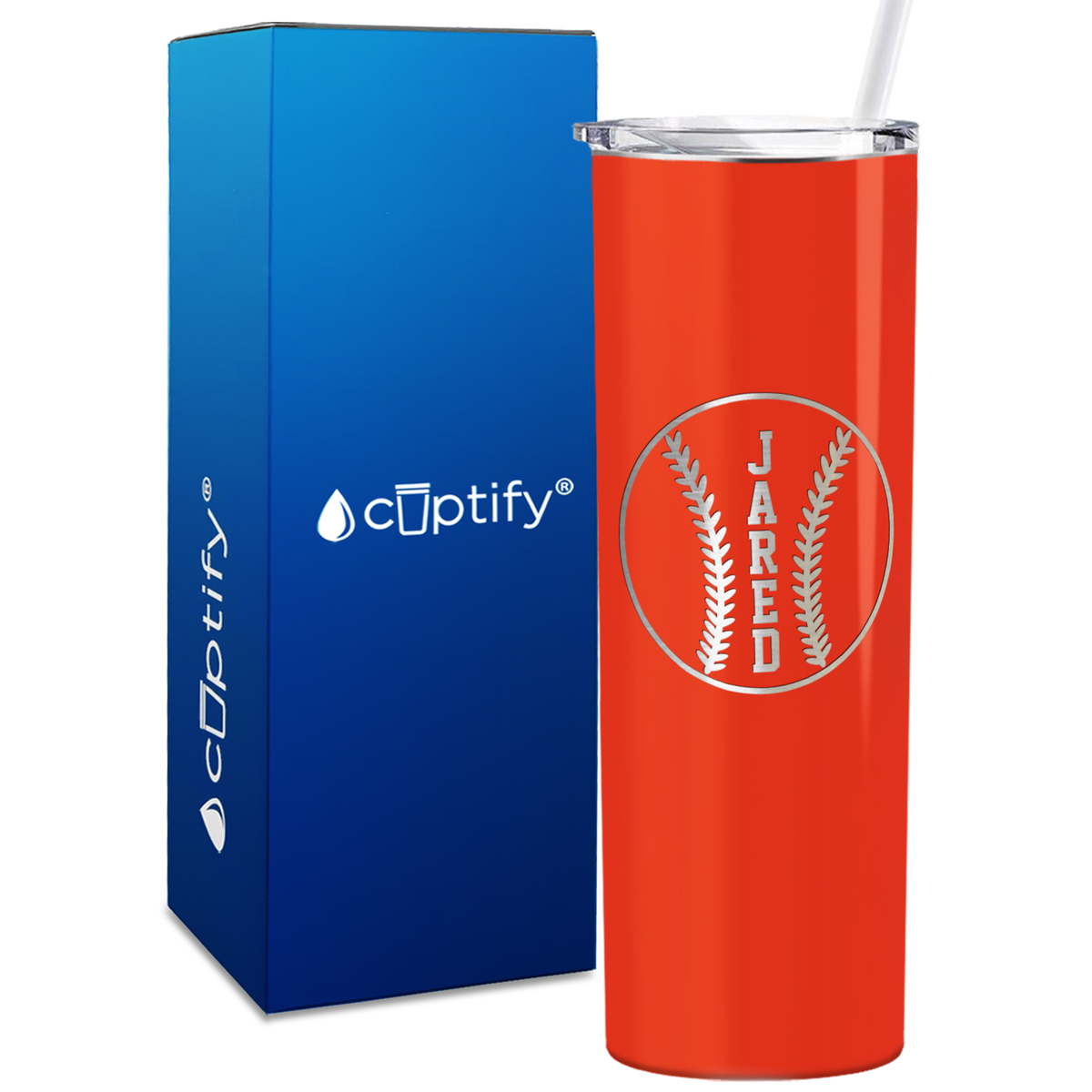 Red Baseball Personalized Design 20oz Skinny Tumbler