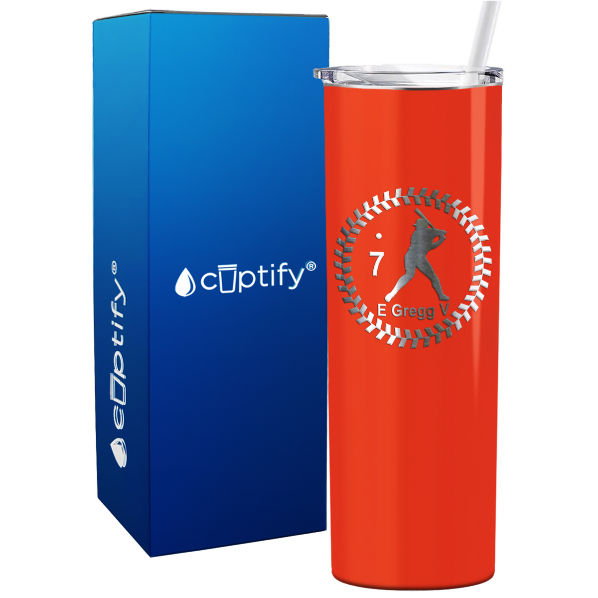 Baseball Player Personalized 20oz Skinny Tumbler