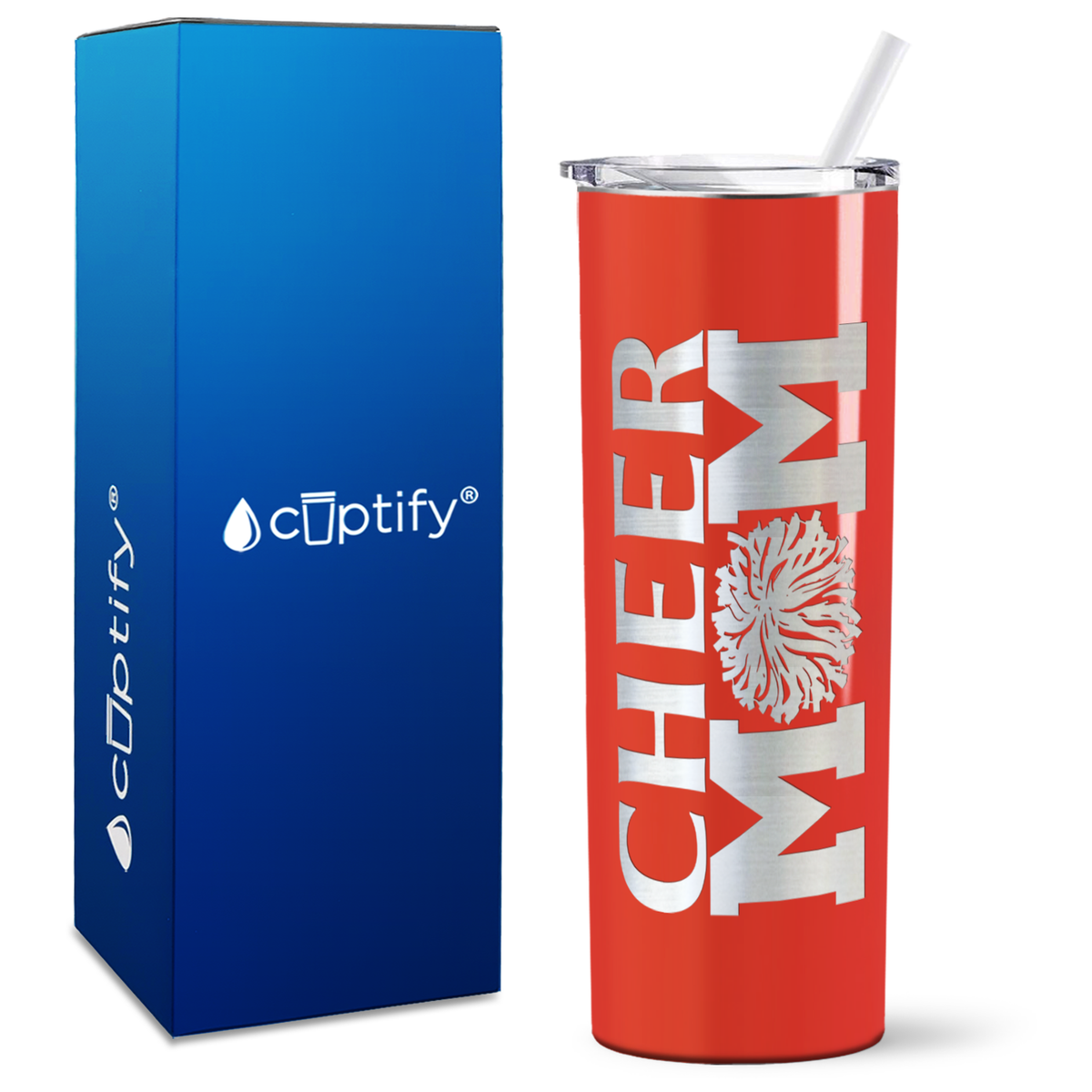Cheer Mom Pom Pom on 20oz Skinny Tumbler