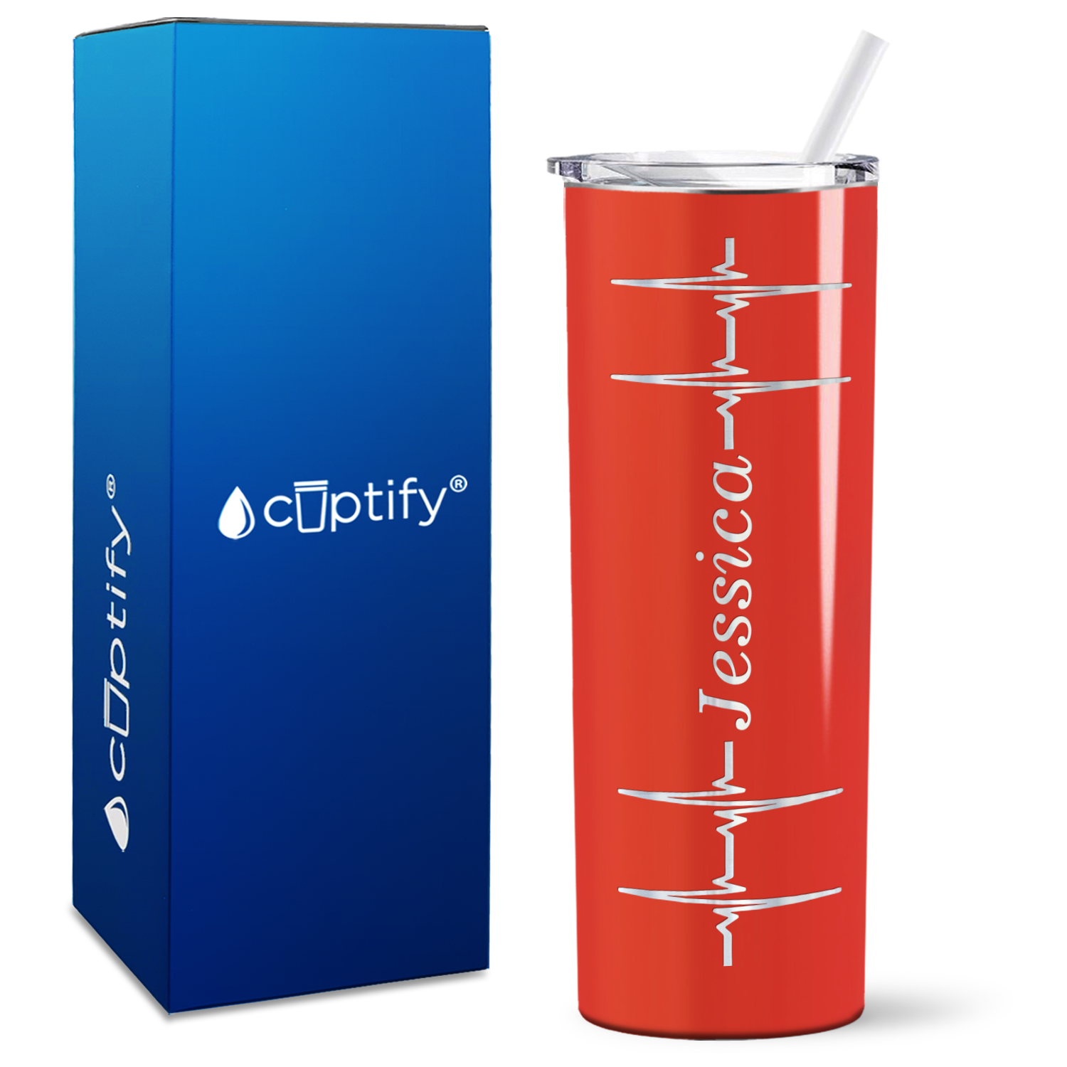 Personalized Nurse Heart Beat Pulse on 20oz Skinny Tumbler