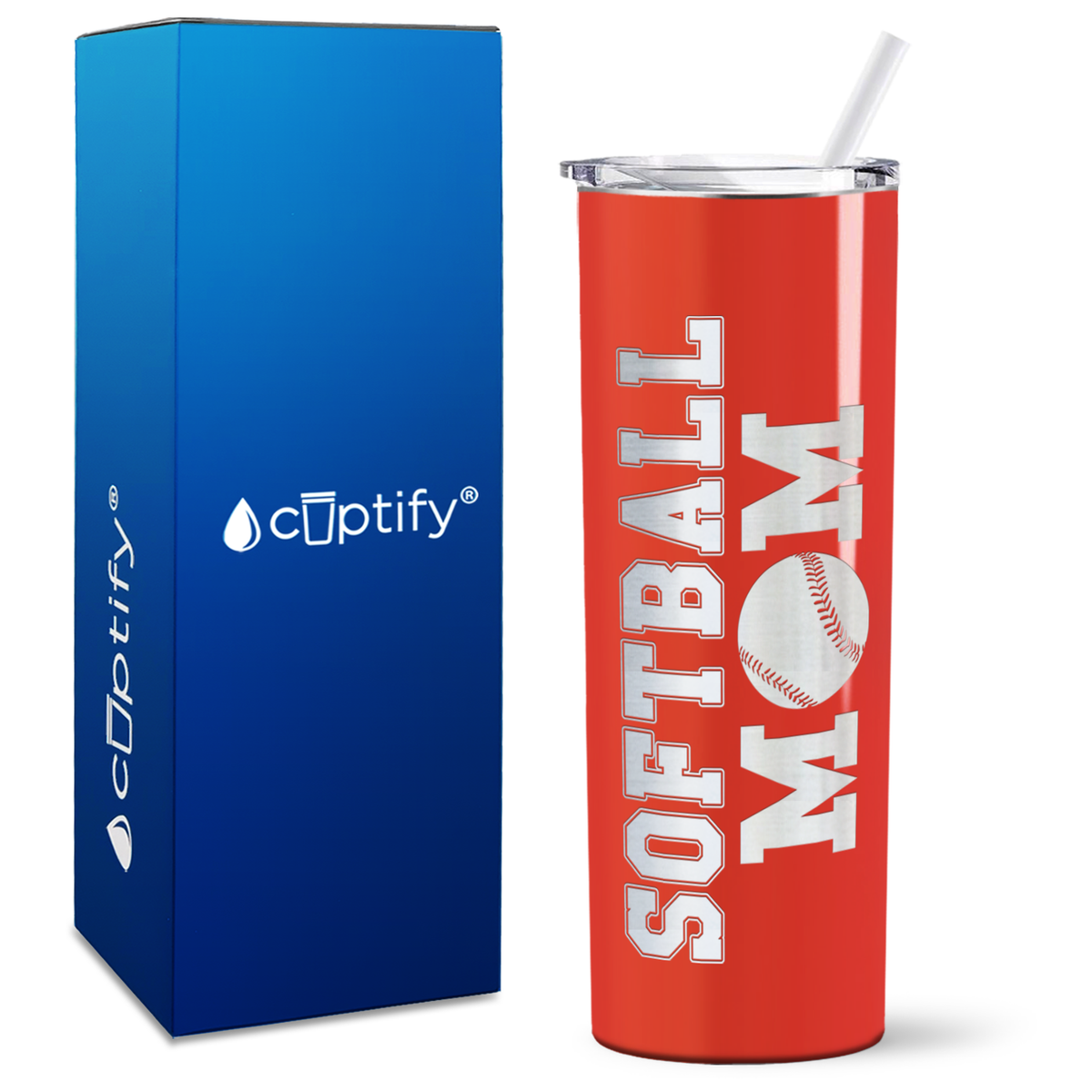 Softball Mom on 20oz Skinny Tumbler