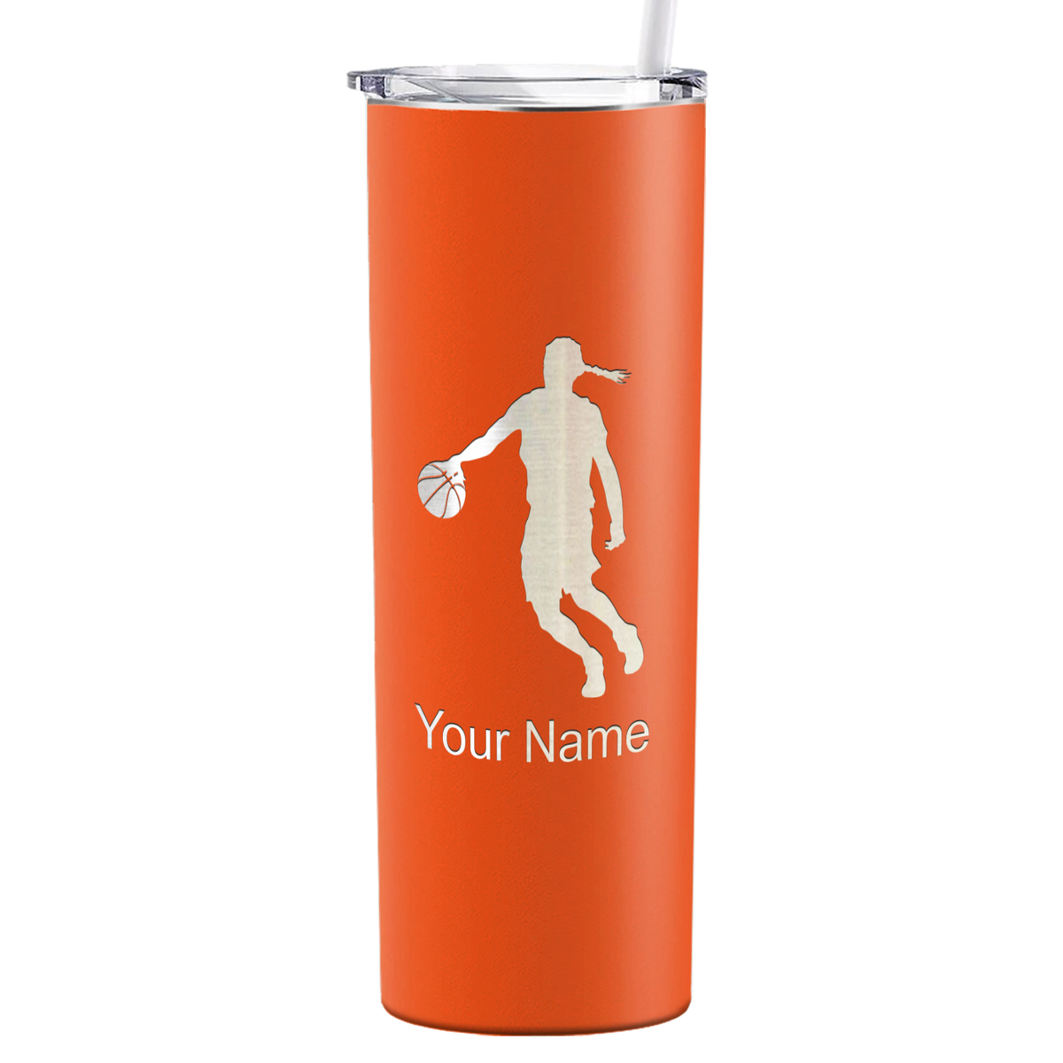 Personalized Basketball Girl Player Silhouette on 20oz Skinny Tumbler