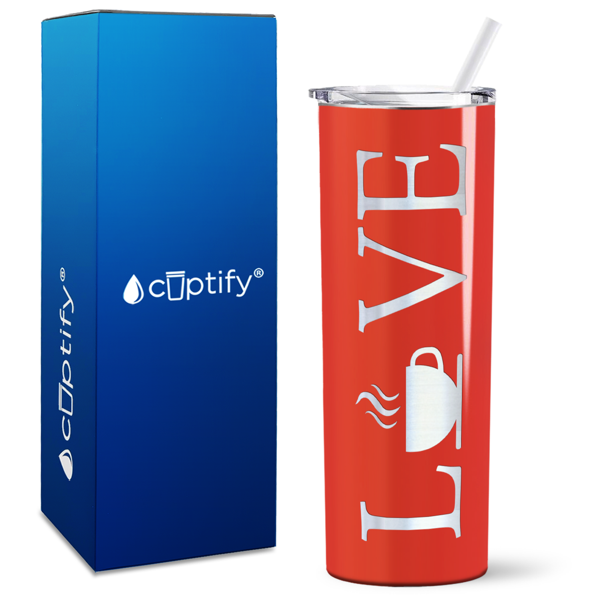 Love with Coffee Design on 20oz Skinny 20oz Tumbler