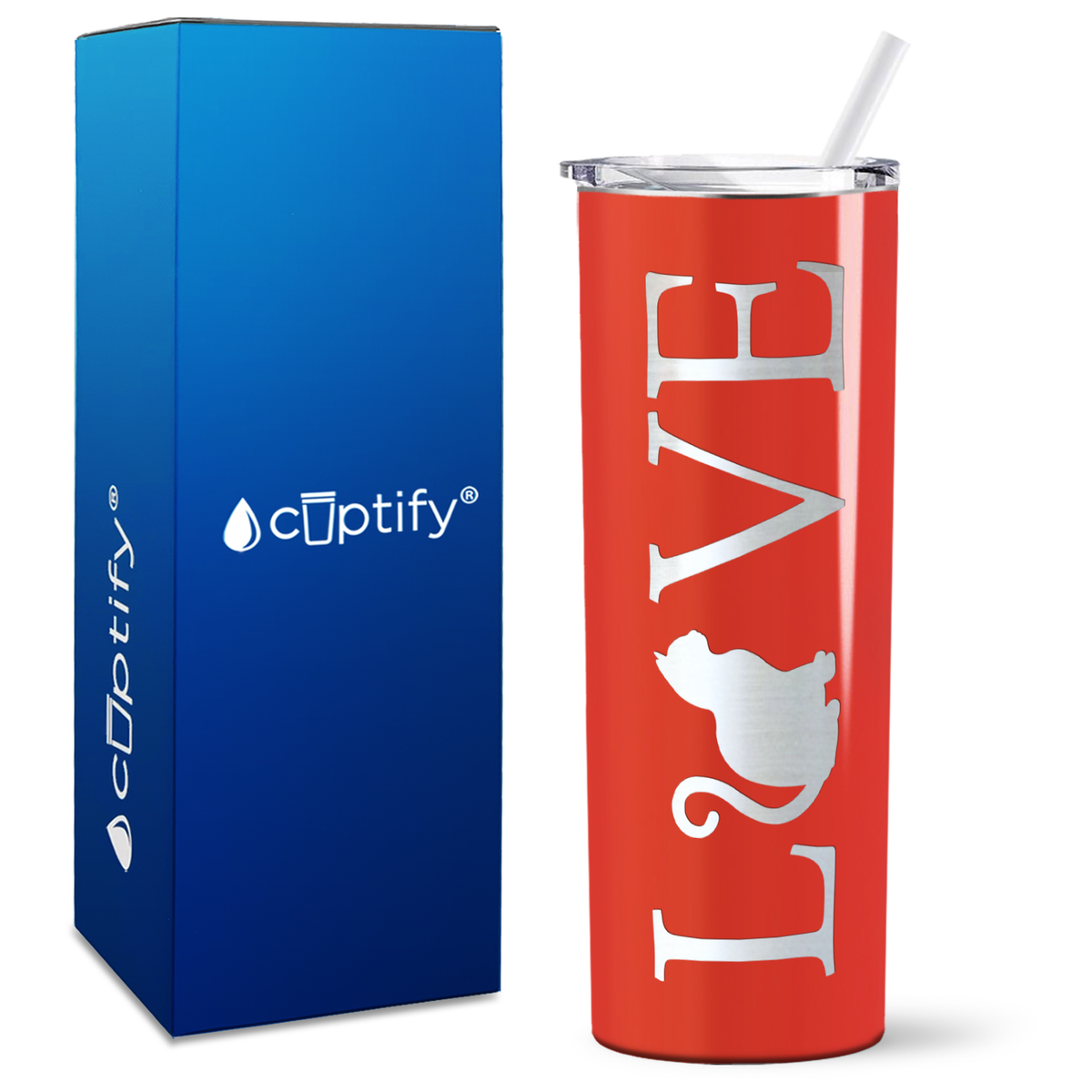 LOVE Cat on 20oz Skinny Tumbler