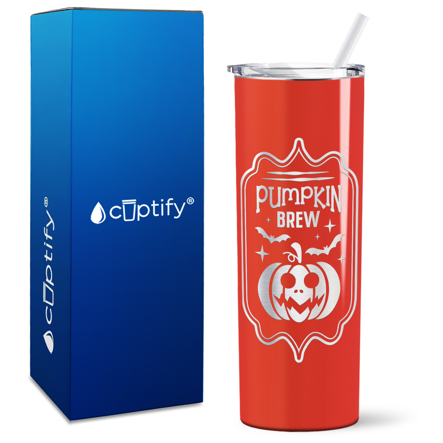 Pumpkin Brew on Orange 20oz Halloween Skinny Tumbler