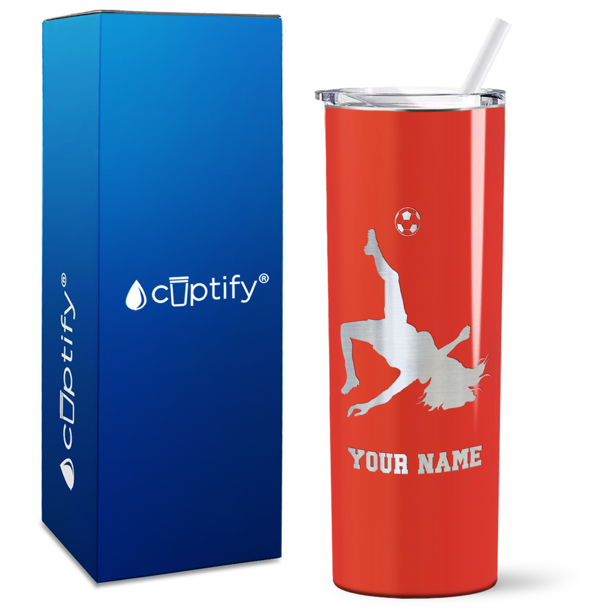 Personalized Soccer Player Female on 20oz Skinny Tumbler