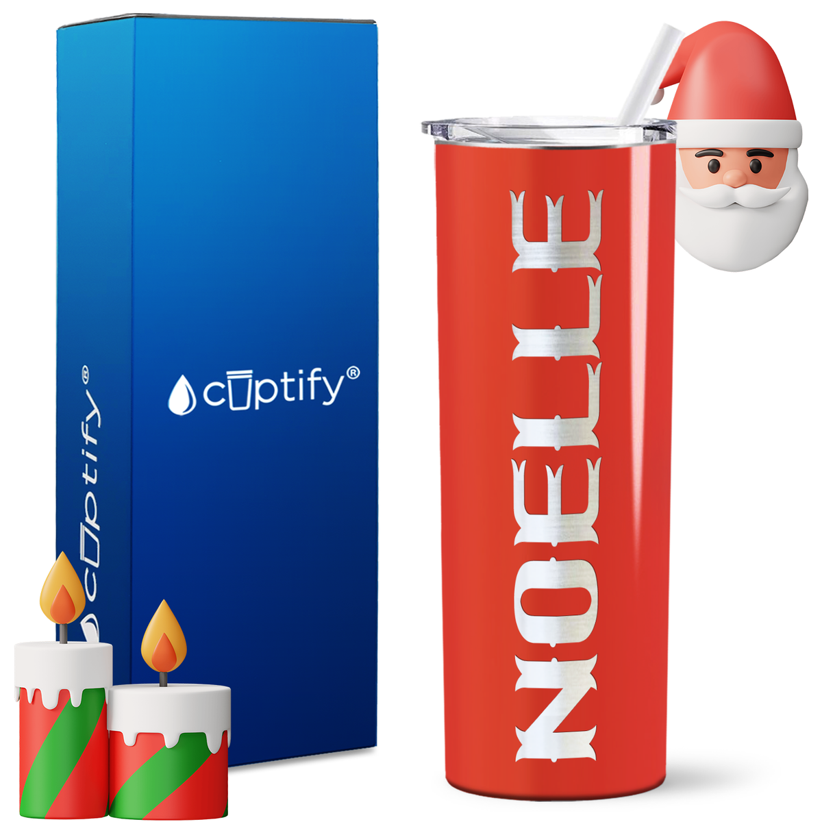 Personalized Claus Style on 20oz Skinny Christmas Tumbler