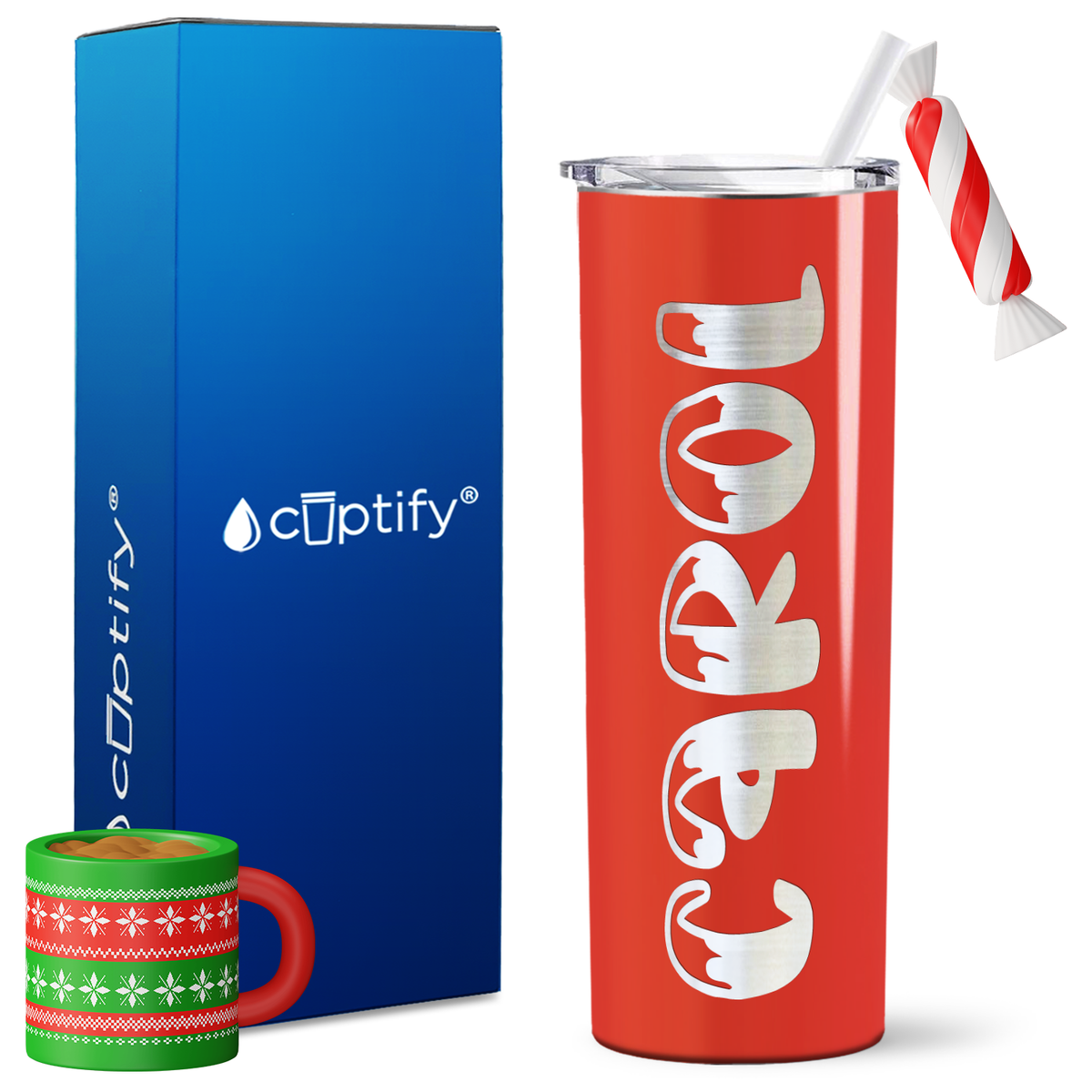 Personalized Frosty Style on 20oz Skinny Christmas Tumbler