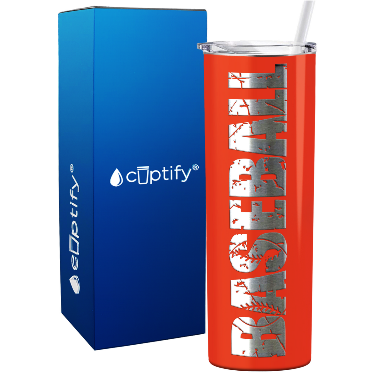 Baseball on 20oz Skinny Stainless Steel Tumbler