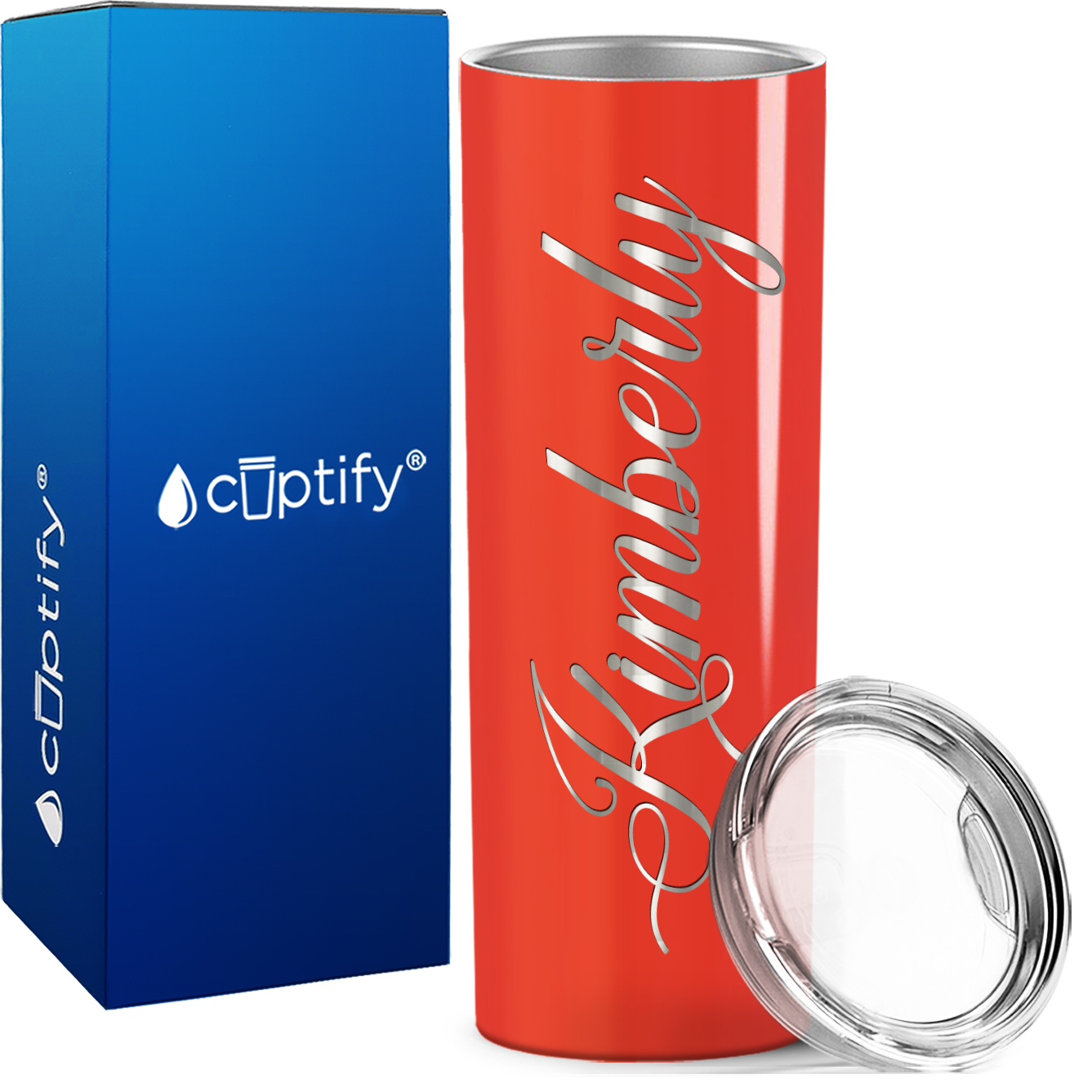 Personalized Orange Gloss Skinny Tumbler