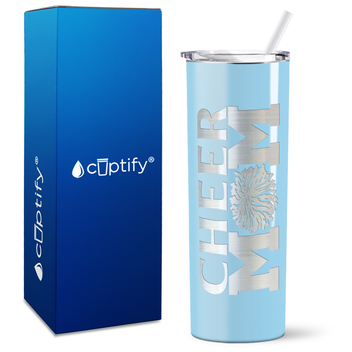 Cheer Mom Pom Pom on 20oz Skinny Tumbler