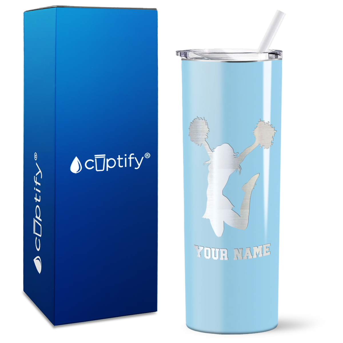 Personalized Cheerleader on 20oz Skinny Tumbler