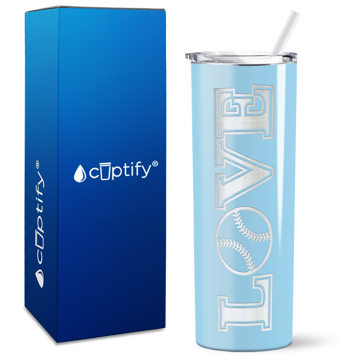LOVE Softball on 20oz Skinny Tumbler