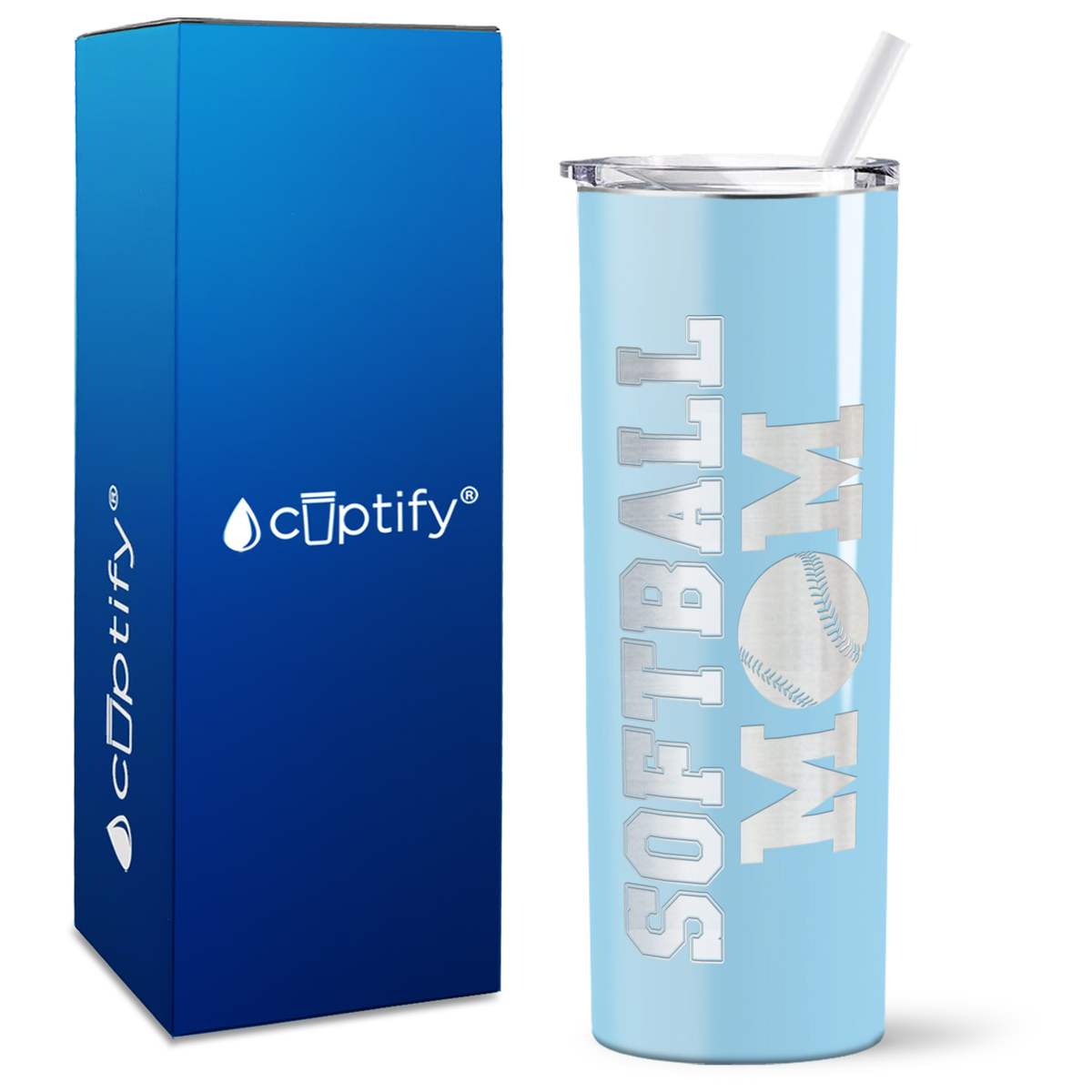 Softball Mom on 20oz Skinny Tumbler