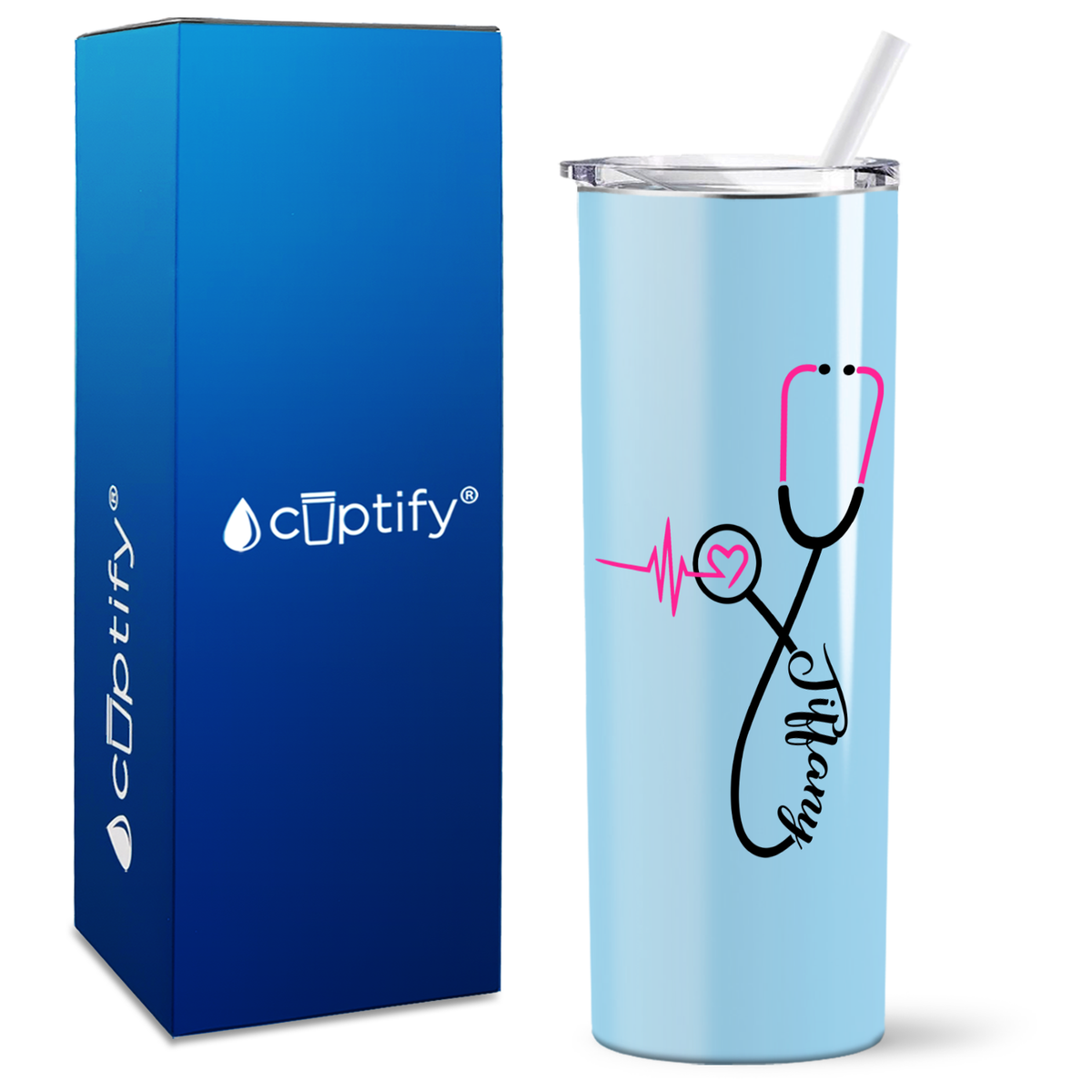 Personalized Nursing Stethoscope on Skinny Tumbler
