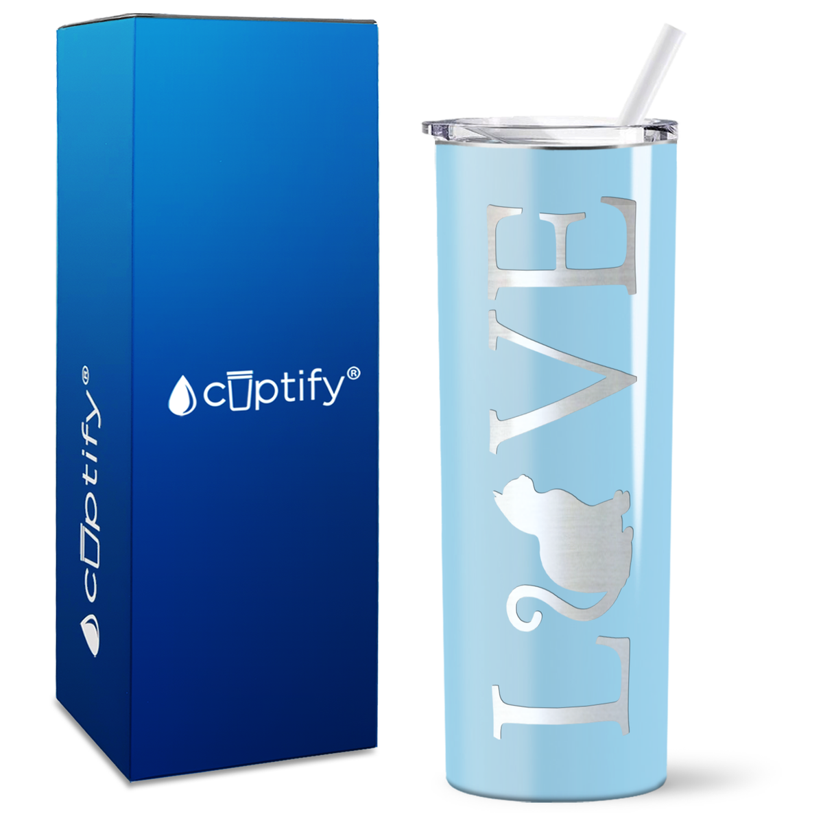LOVE Cat on 20oz Skinny Tumbler