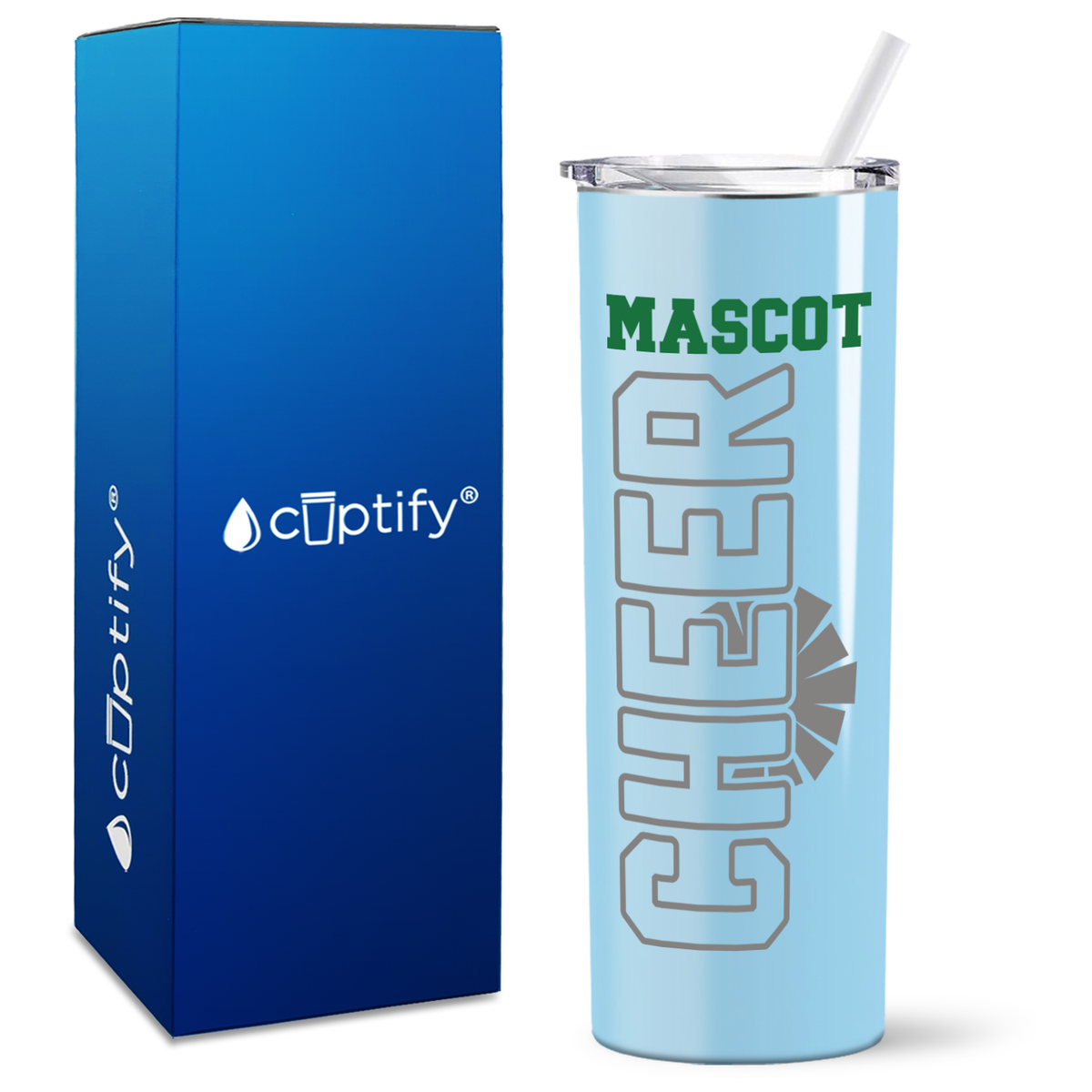 Cheer with Mascot on 20oz Skinny Tumbler
