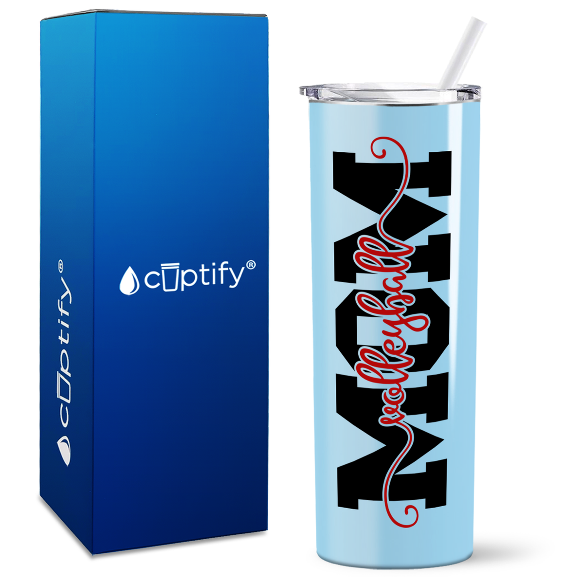 Volleyball Mom Swish on 20oz Skinny Tumbler