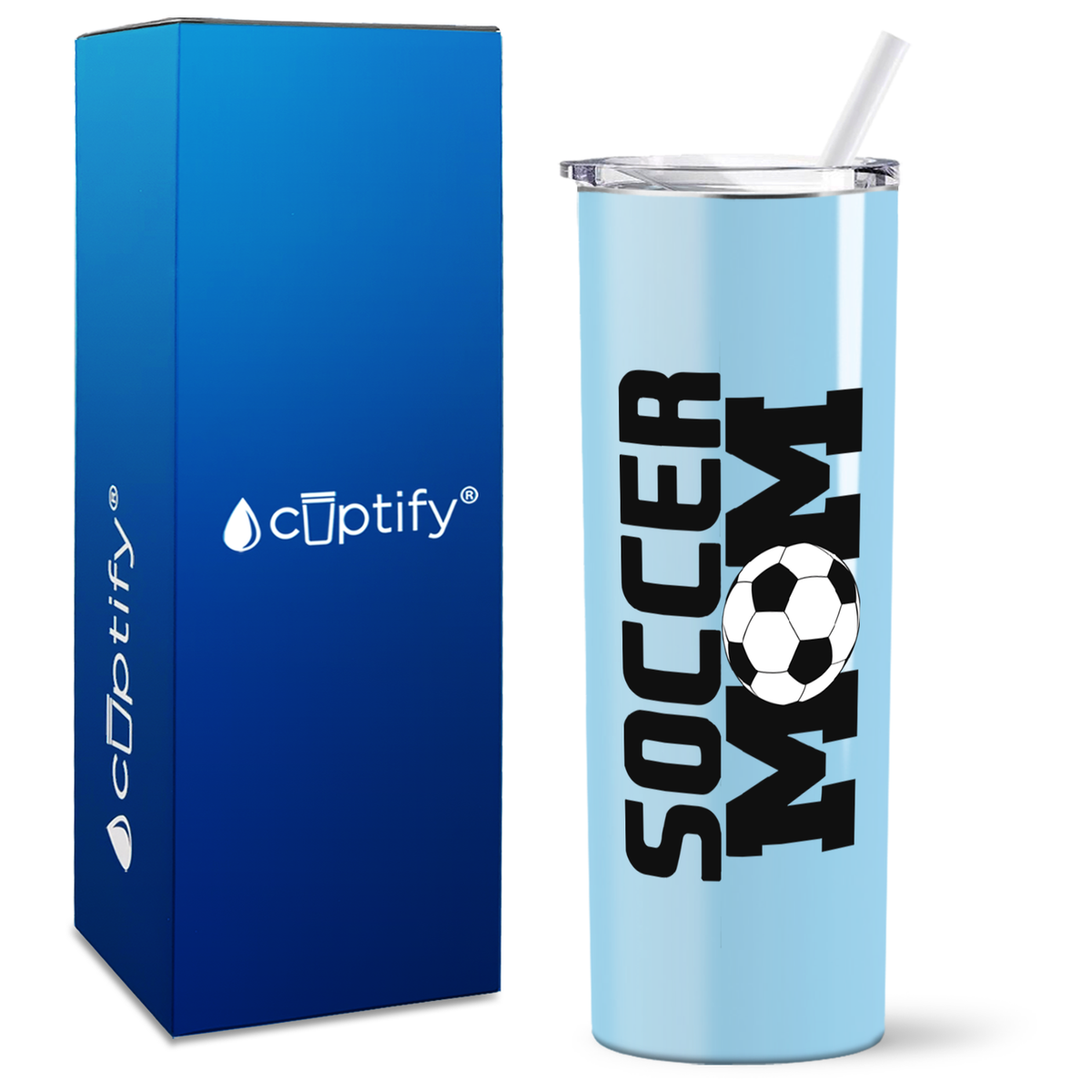Soccer Ball Mom on 20oz Skinny Tumbler