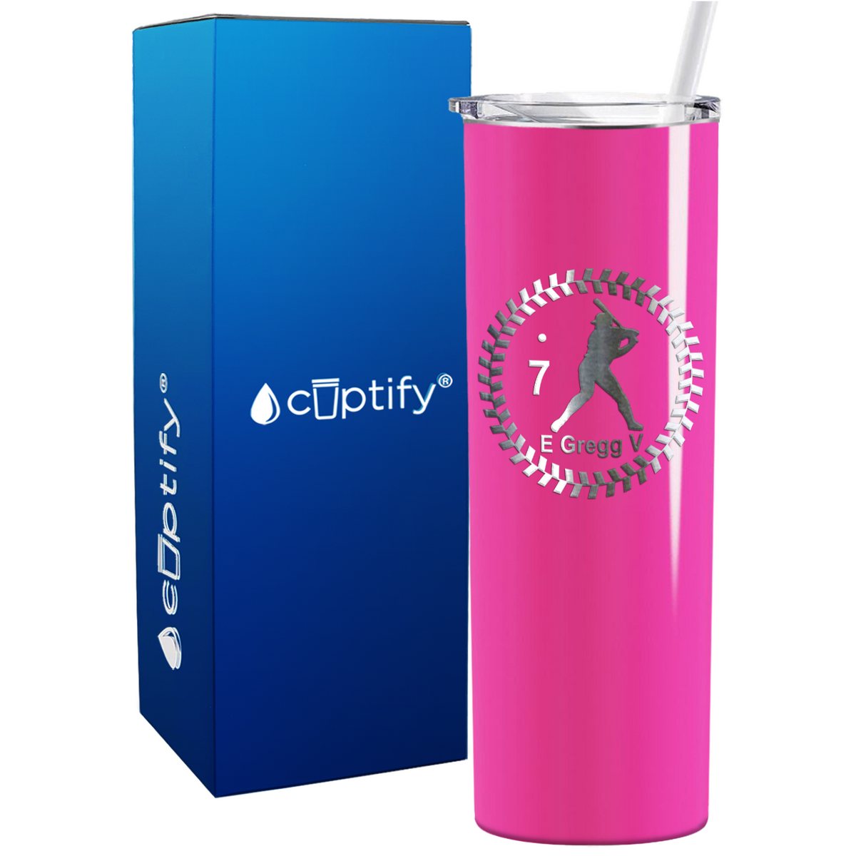 Baseball Player Personalized 20oz Skinny Tumbler