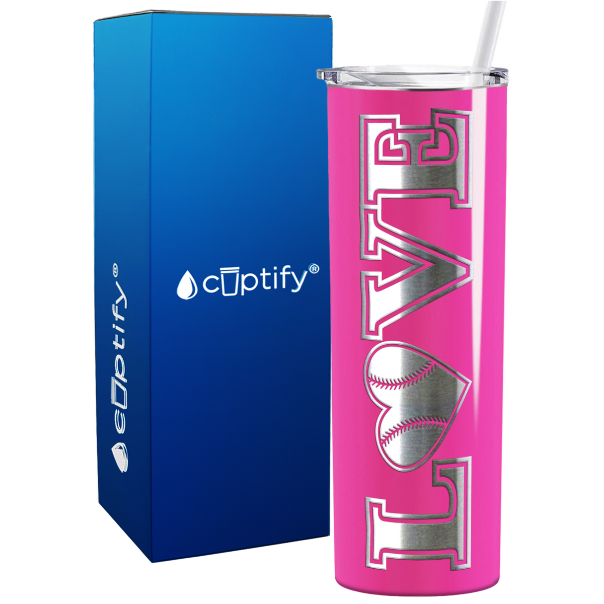 Baseball Heart Love 20oz Skinny Tumbler