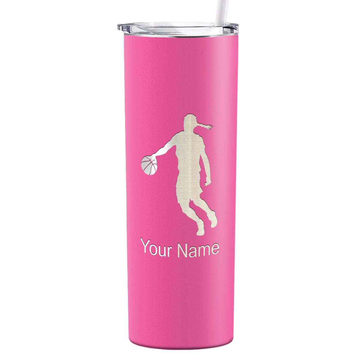 Personalized Basketball Girl Player Silhouette on 20oz Skinny Tumbler