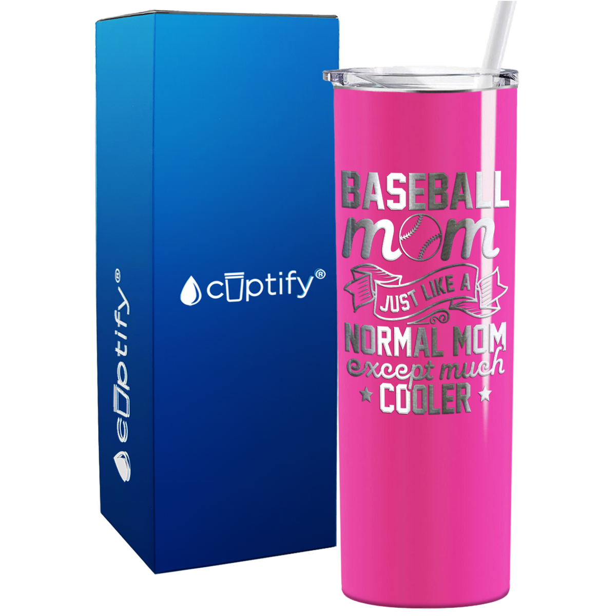 Baseball Mom Just Like a Normal Mom  on 20oz Skinny Stainless Steel Tumbler