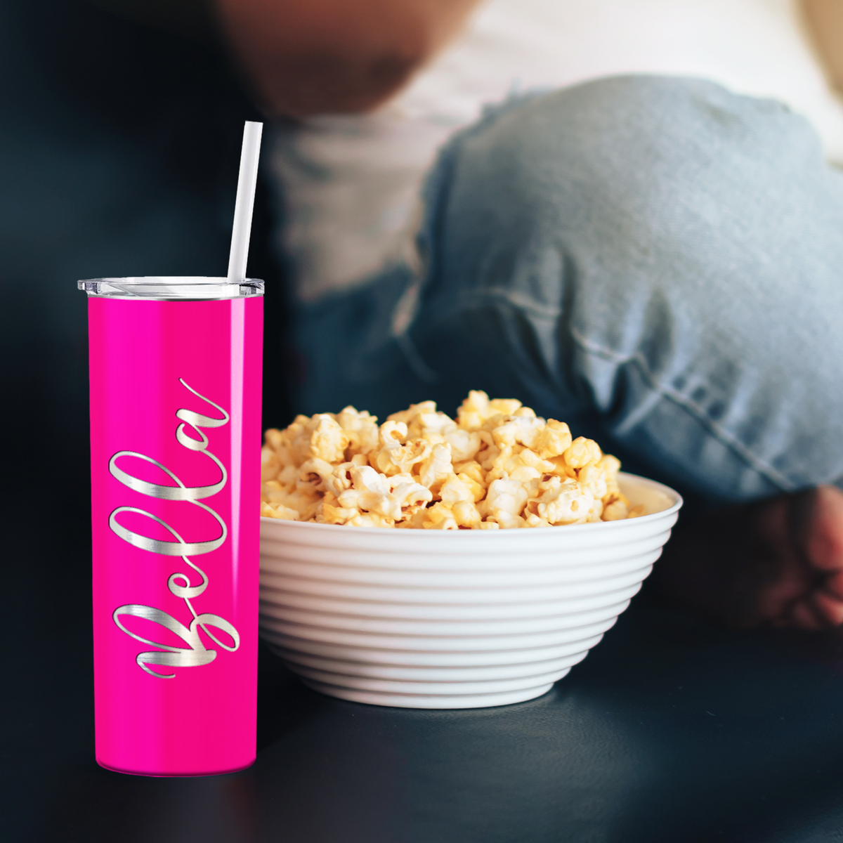 Personalized Hot Pink Gloss Skinny Tumbler