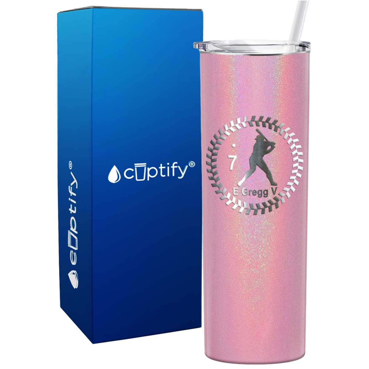 Baseball Player Personalized 20oz Skinny Tumbler