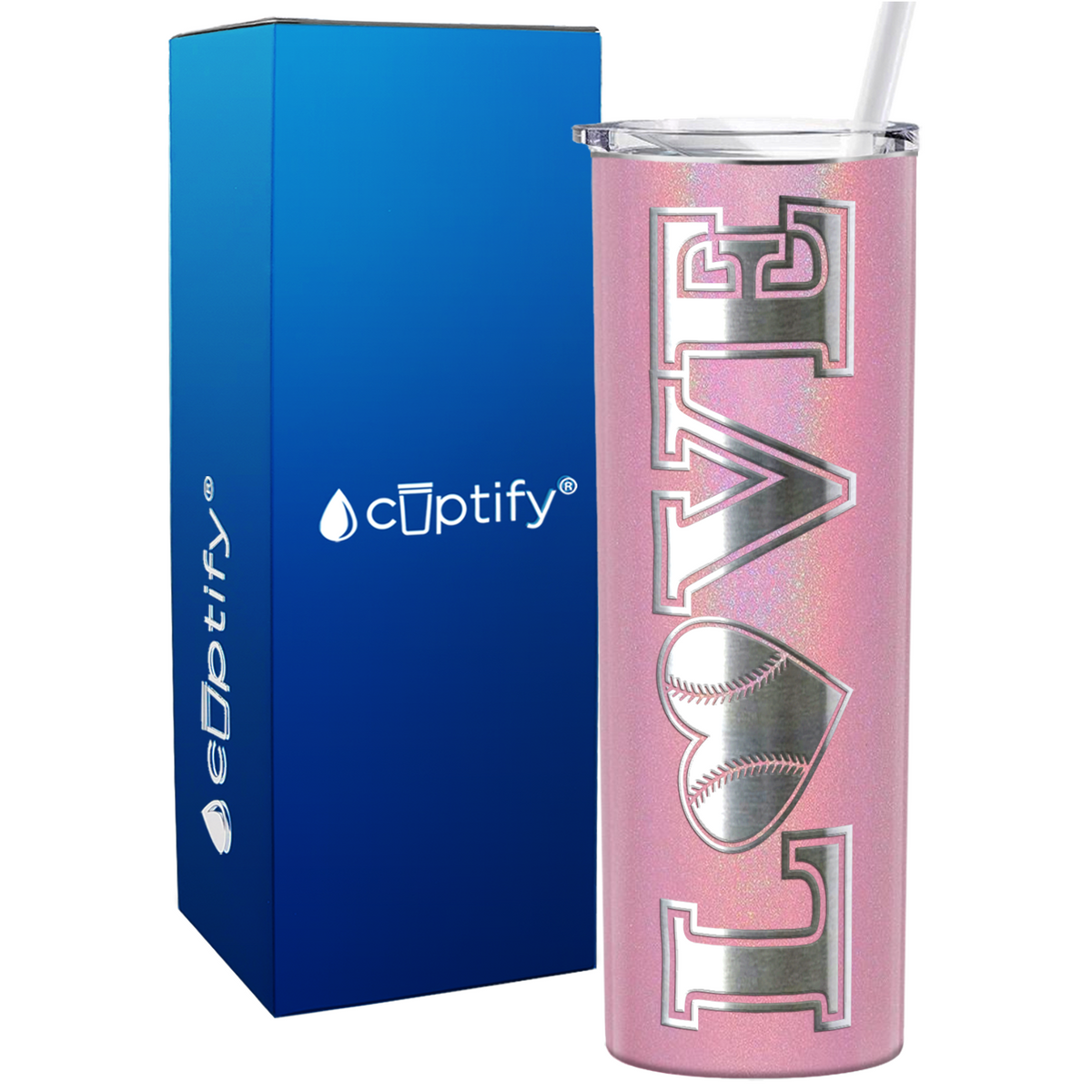Baseball Heart Love 20oz Skinny Tumbler