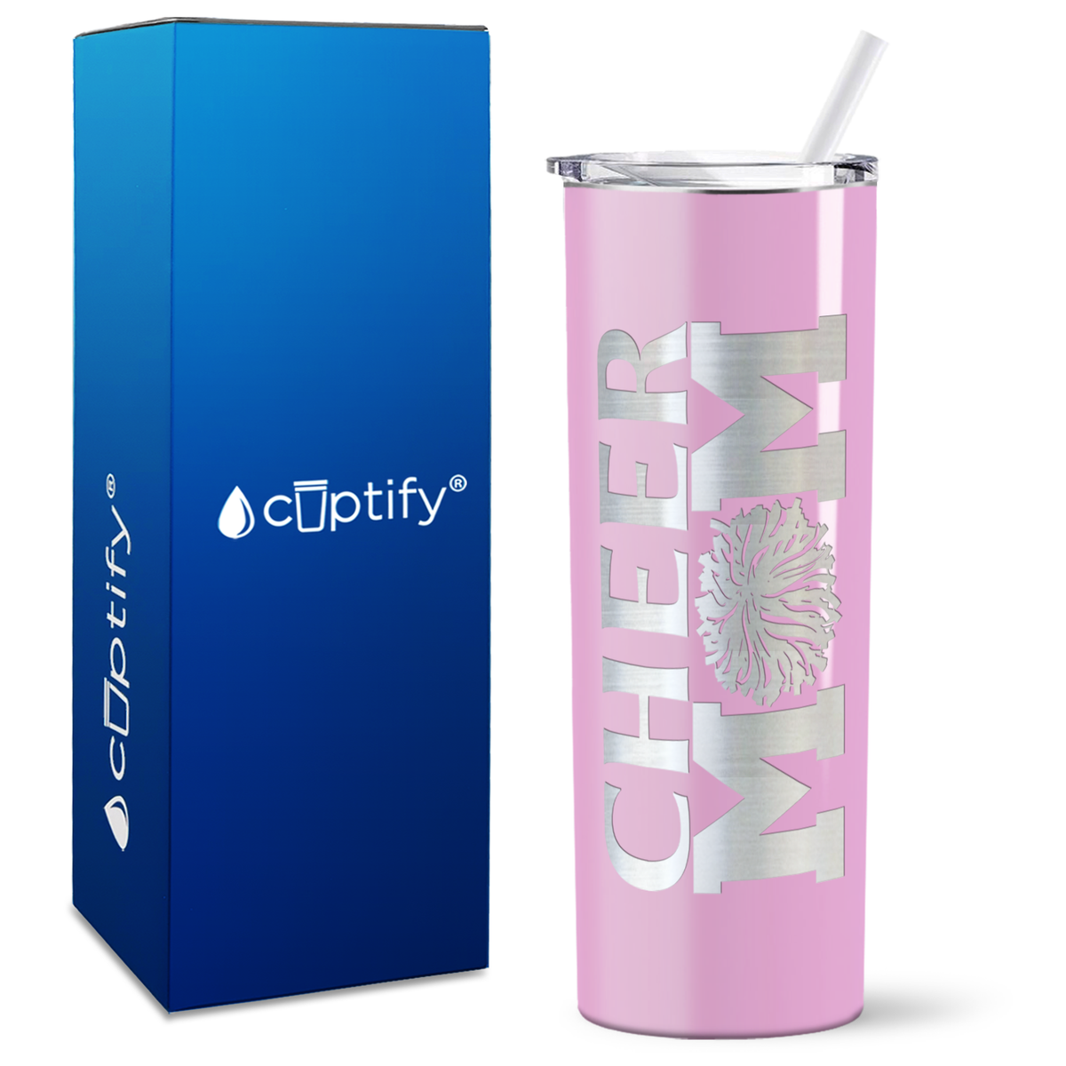 Cheer Mom Pom Pom on 20oz Skinny Tumbler