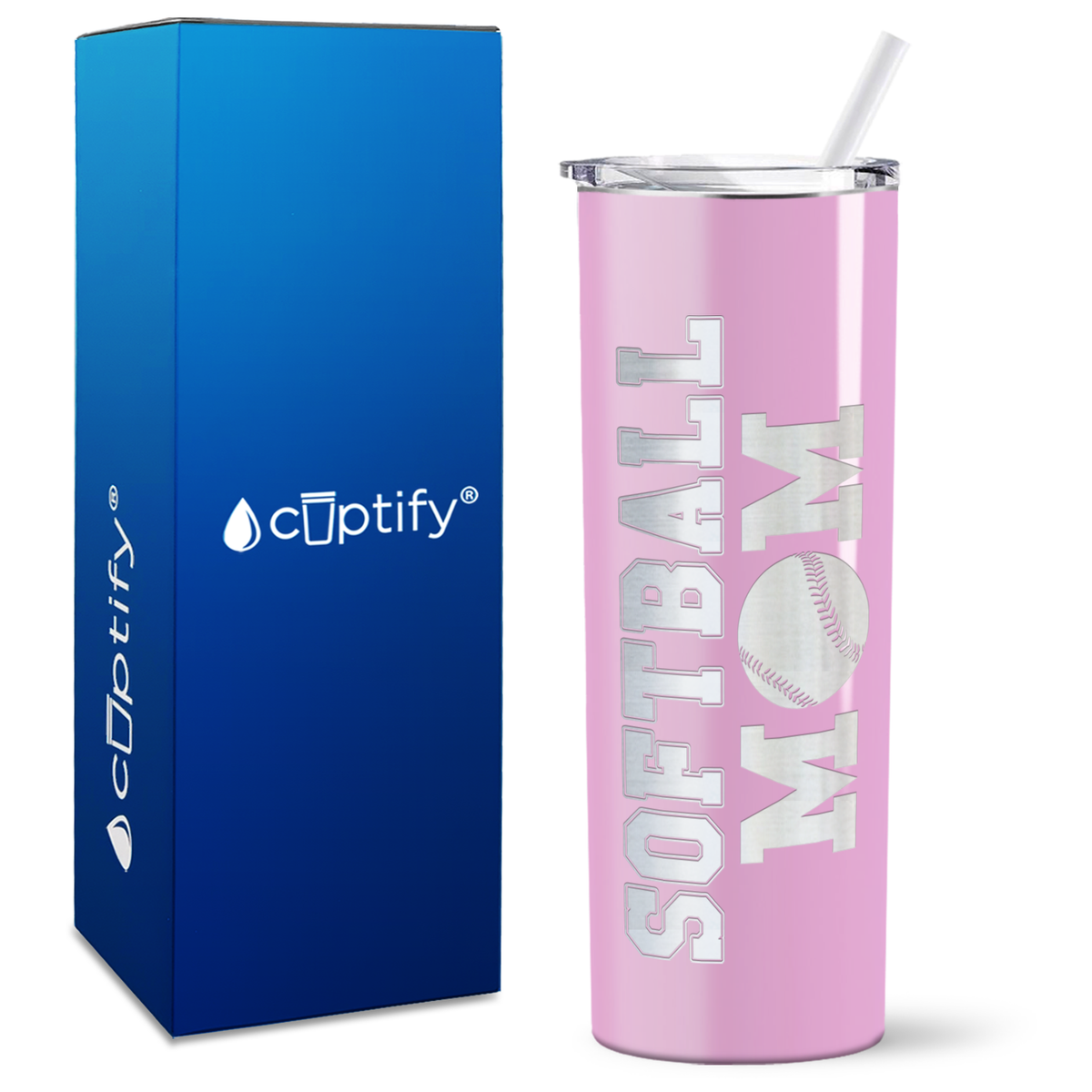 Softball Mom on 20oz Skinny Tumbler