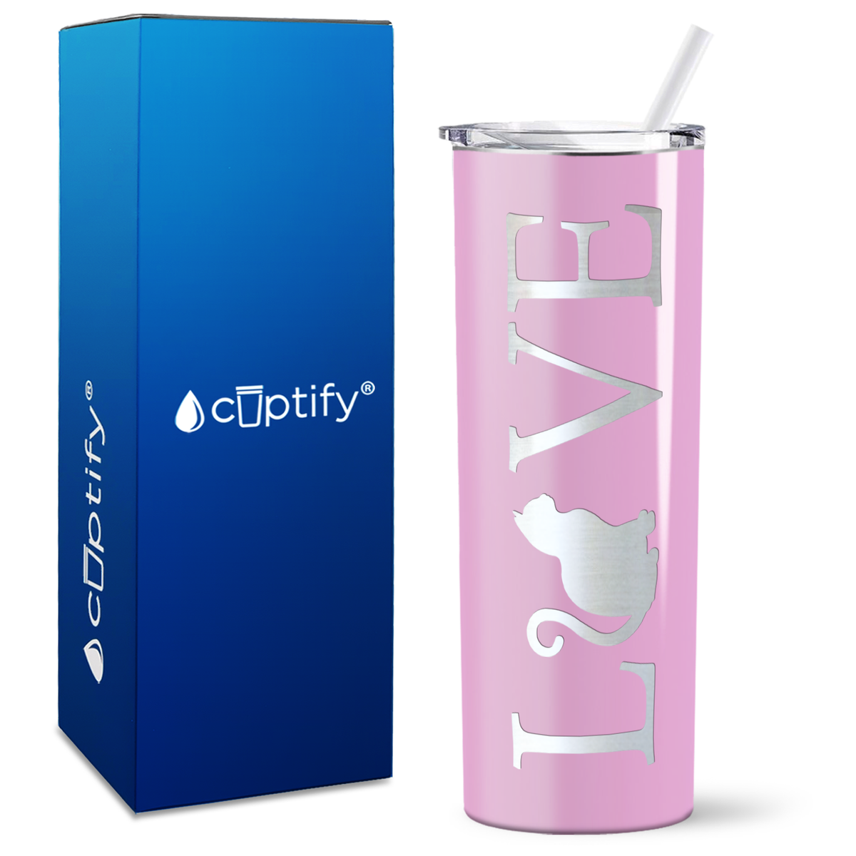 LOVE Cat on 20oz Skinny Tumbler
