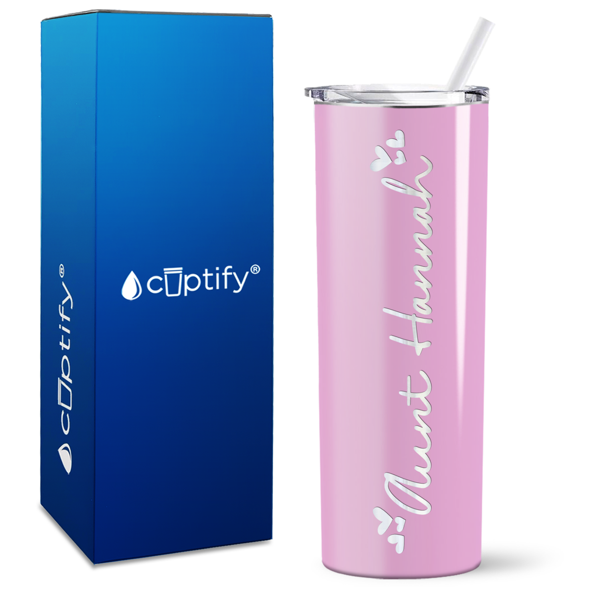Personalized Aunt Hearts 20oz Skinny Tumbler