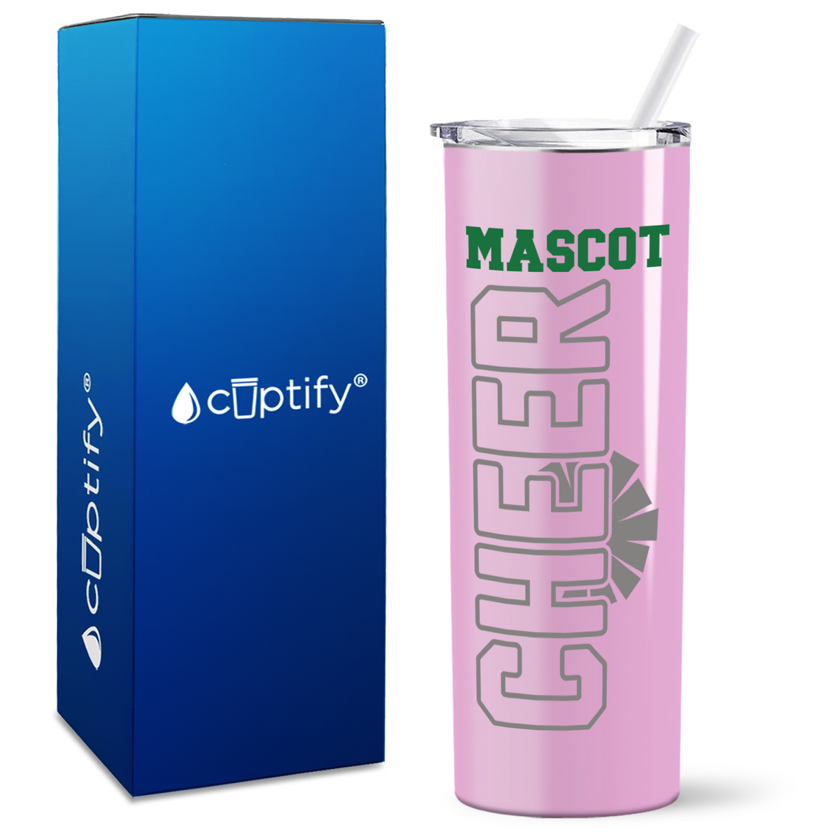 Cheer with Mascot on 20oz Skinny Tumbler
