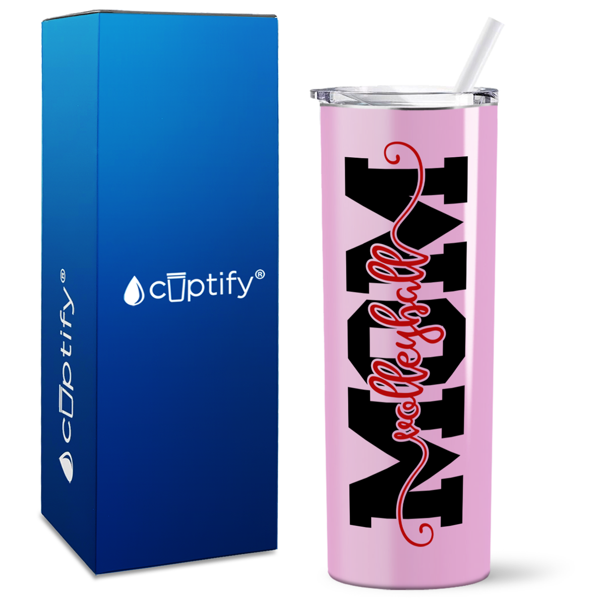 Volleyball Mom Swish on 20oz Skinny Tumbler